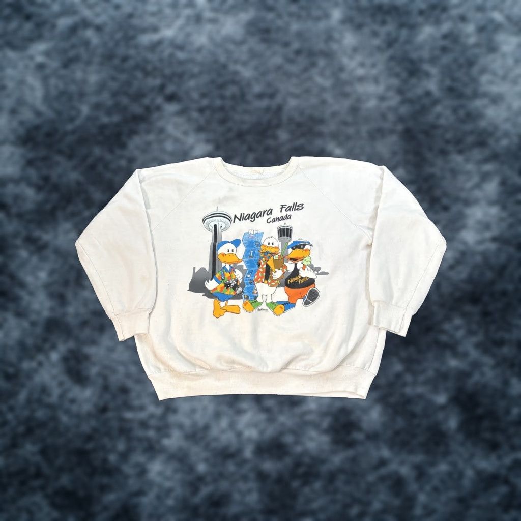 Vintage VINTAGE Niagara Falls Sweatshirt Mens XL White Graphic 80s Duck Mania Pullover Size US XL / EU 56 / 4 - 1 Thumbnail