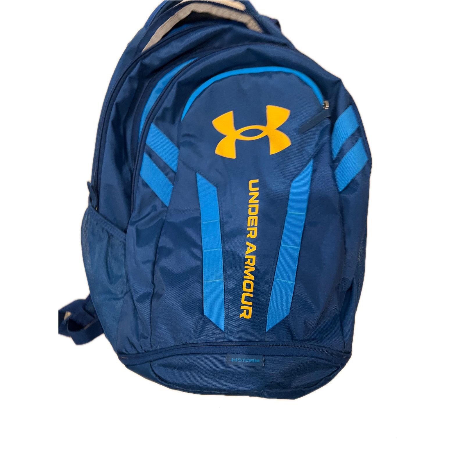 Under Armour Under Armour Blue Yellow Black Hustle 5.0 Backpack Size ONE SIZE - 1 Thumbnail