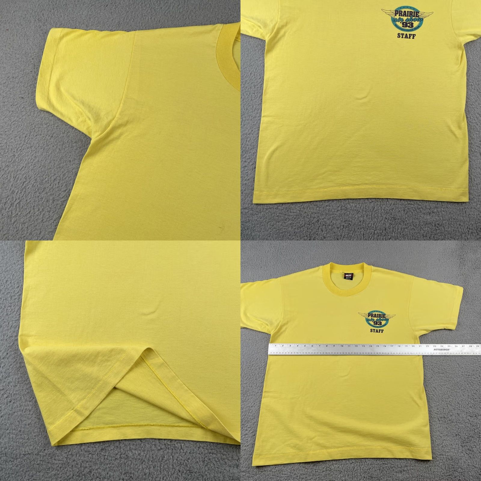 Vintage VINTAGE FOTL T-Shirt USA 1993 90s Flying Yellow Crew Neck Short Sleeve Large L Men Bloomington Ill Made In USA Prairie Air Show Size US L / EU 52-54 / 3 - 9 Thumbnail