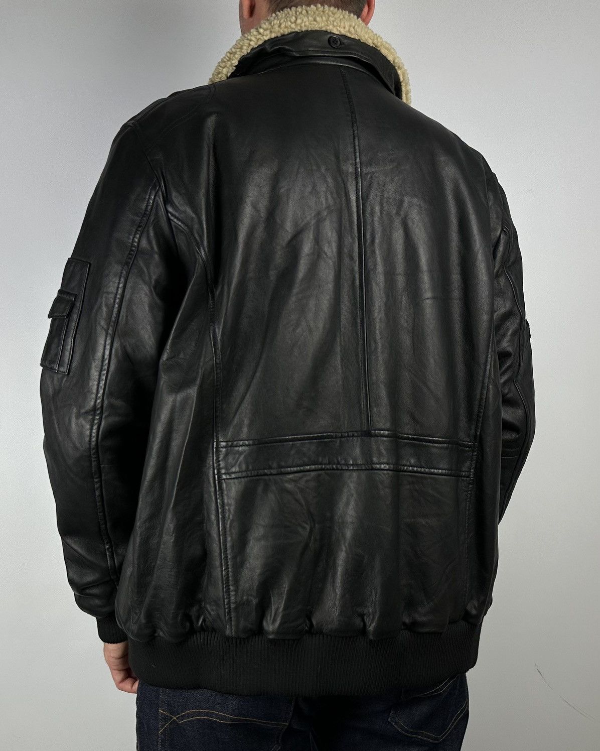 Genuine Leather × Vintage Top Gun Leather Faux Shearling Aviator Pilot Jacket Size 56 Size US XL / EU 56 / 4 - 4 Thumbnail