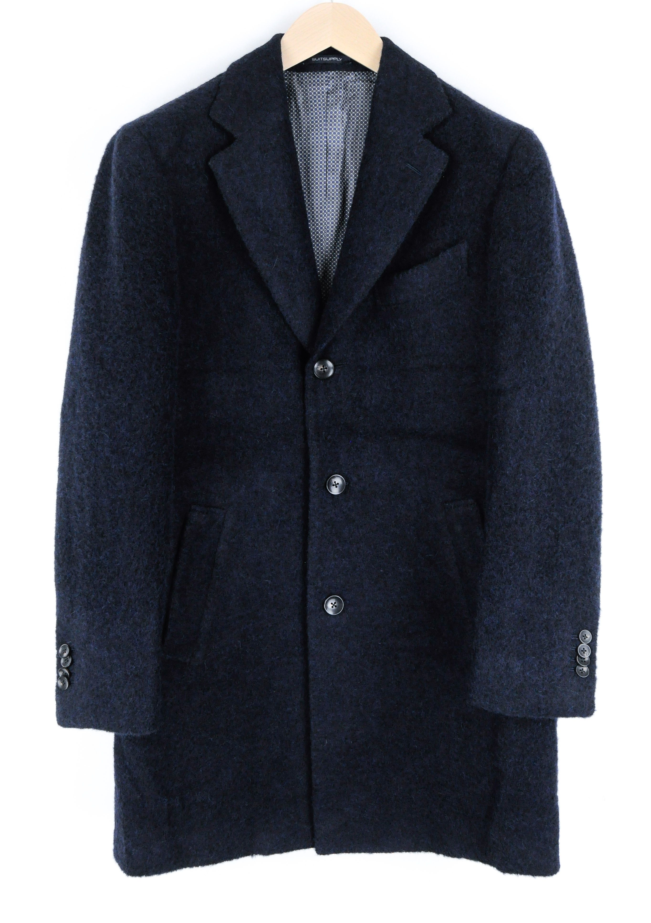 image of Suitsupply Jort Vicenza Uk40S Navy Alpaca Wool Coat 54145, Men's (Size Medium)