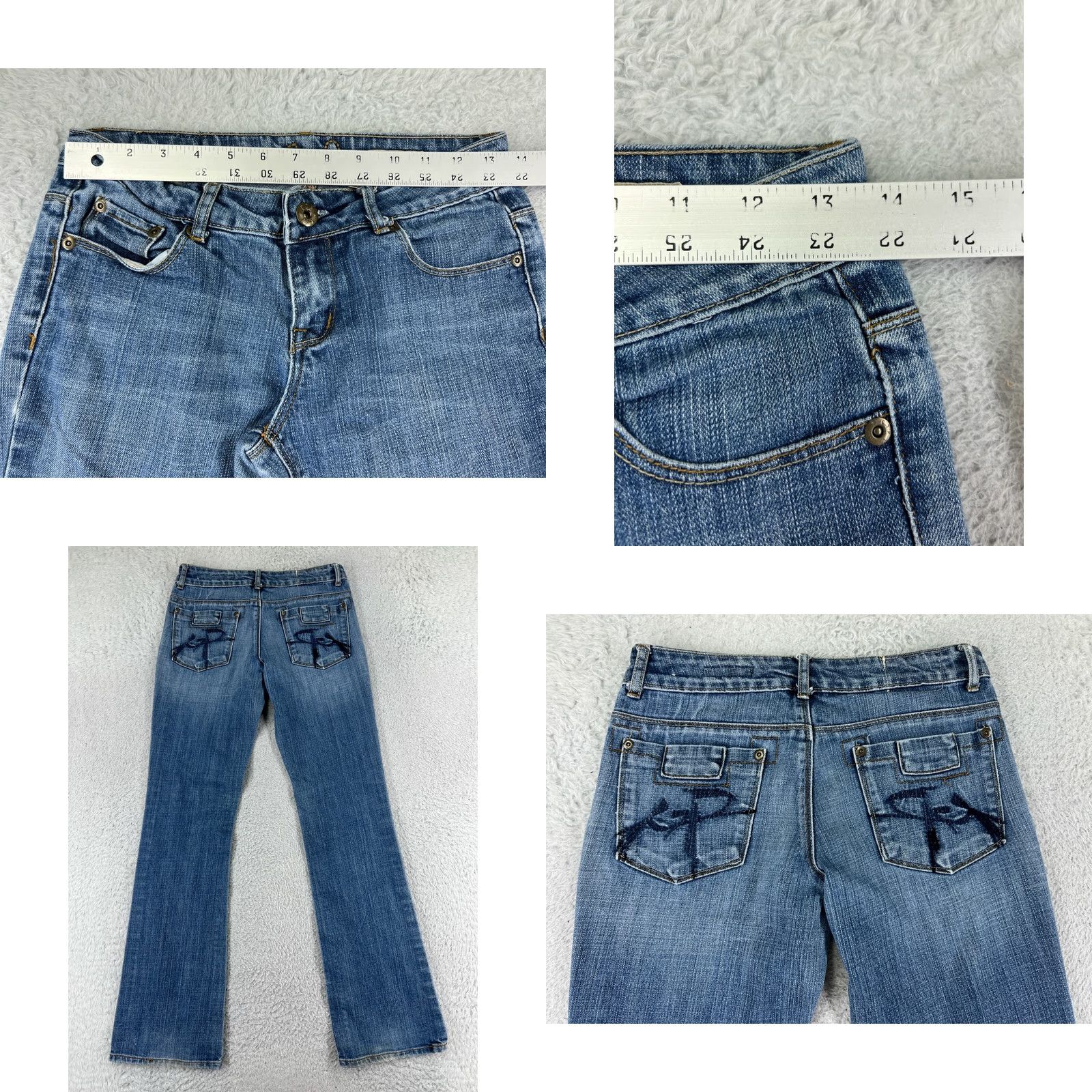 Vintage Chip & Pepper Jeans Womens 3 Blue Denim Bootcut Embroidered Distressed Stretch Size 26" / US 2 / IT 38 - 9 Thumbnail