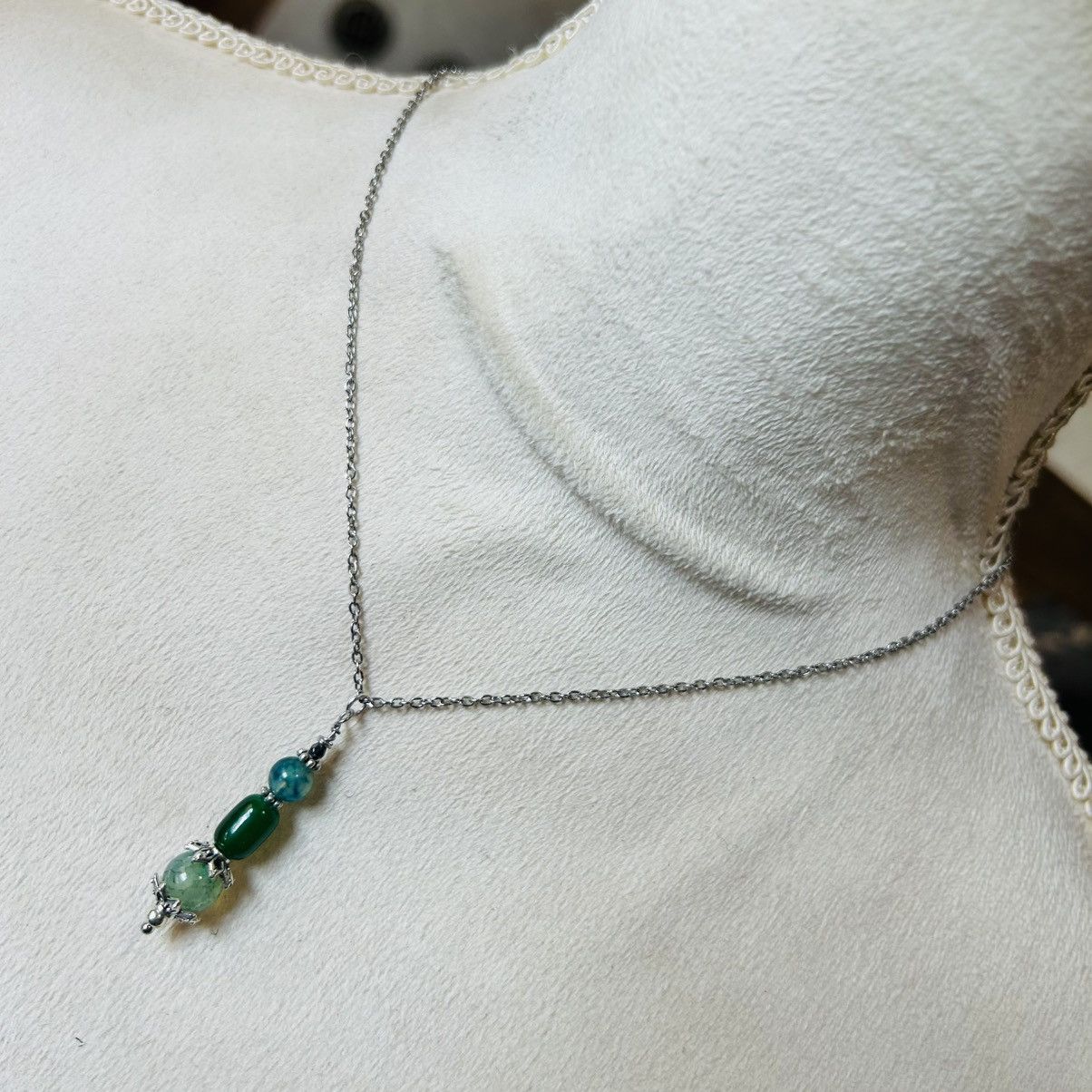 Handmade Handcrafted dragon vein agate cat eye hematite necklace Size ONE SIZE - 2 Thumbnail