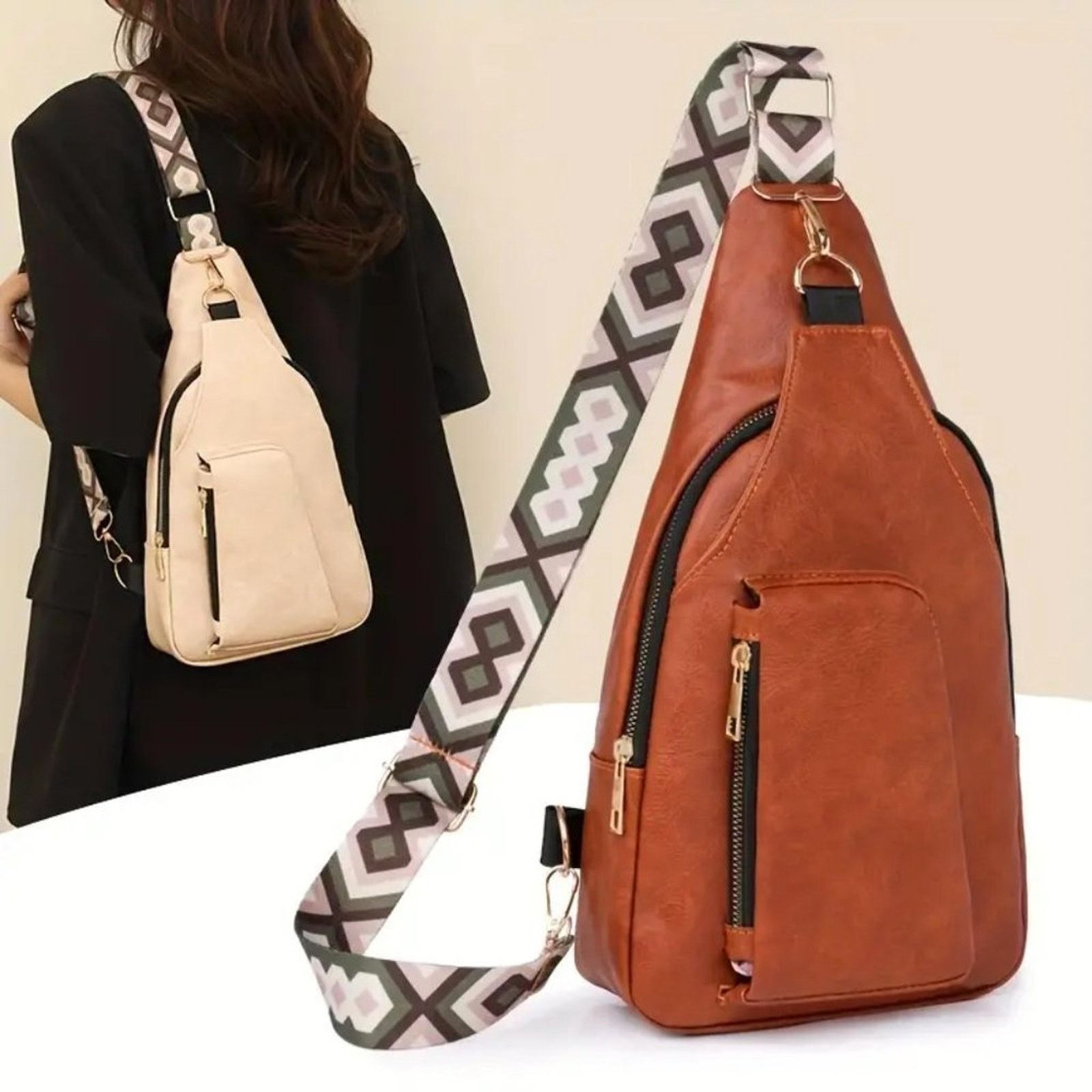 Other Vintage Bohemian Crossbody Bag - Beige Size ONE SIZE - 3 Thumbnail