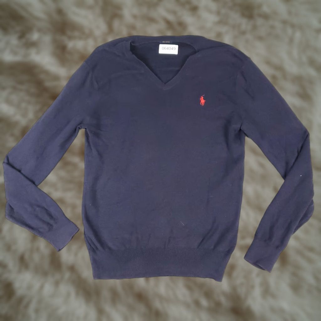 Polo Ralph Lauren Polo Ralph Lauren Sweater Mens Size Small Blue V-Neck Pullover Knit Casual Classic Size US S / EU 44-46 / 1 - 1 Thumbnail