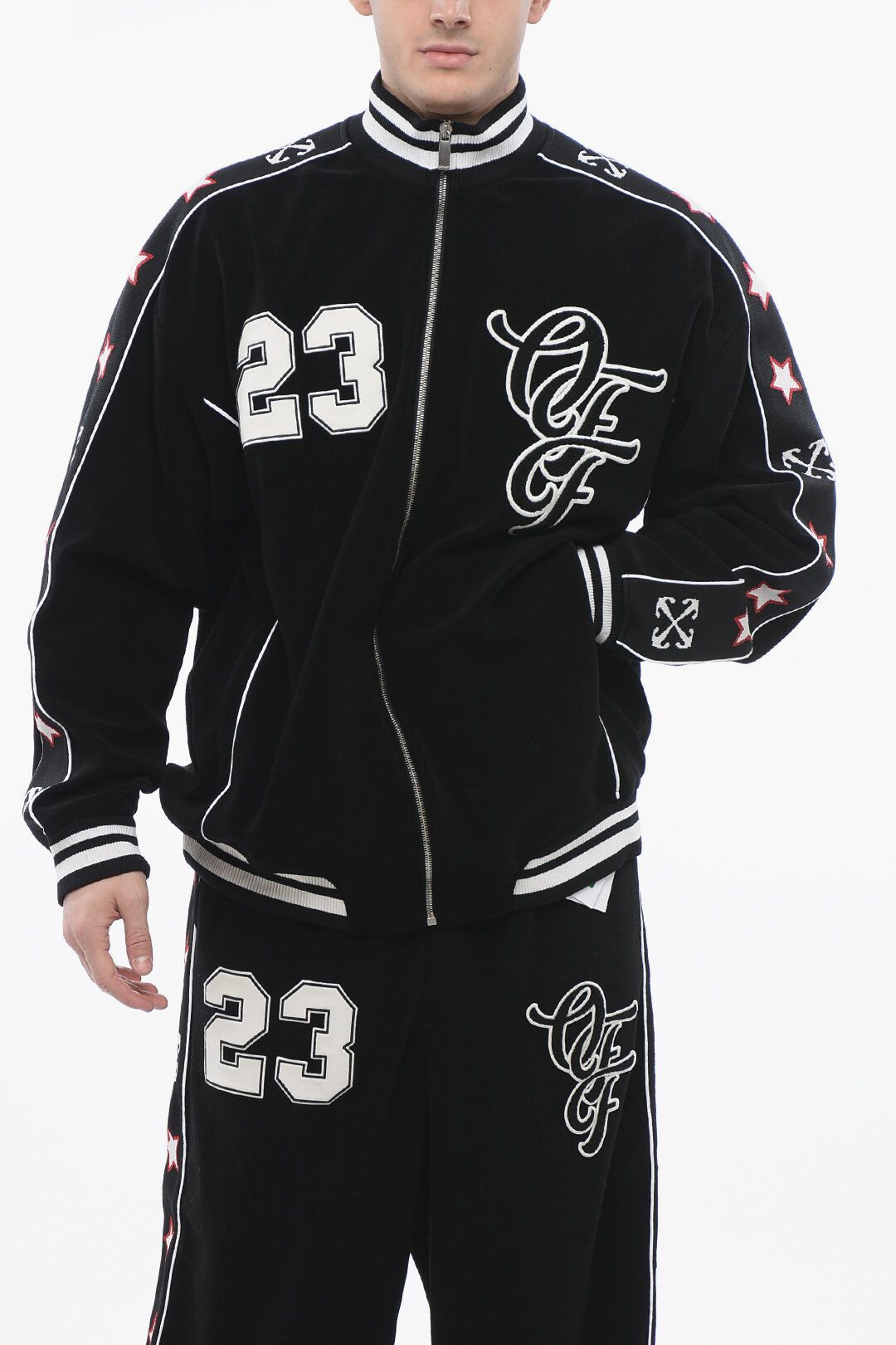Off-White og1mm1025 Varsity Track Sweatshirt in Black Size US S / EU 44-46 / 1 - 2 Thumbnail