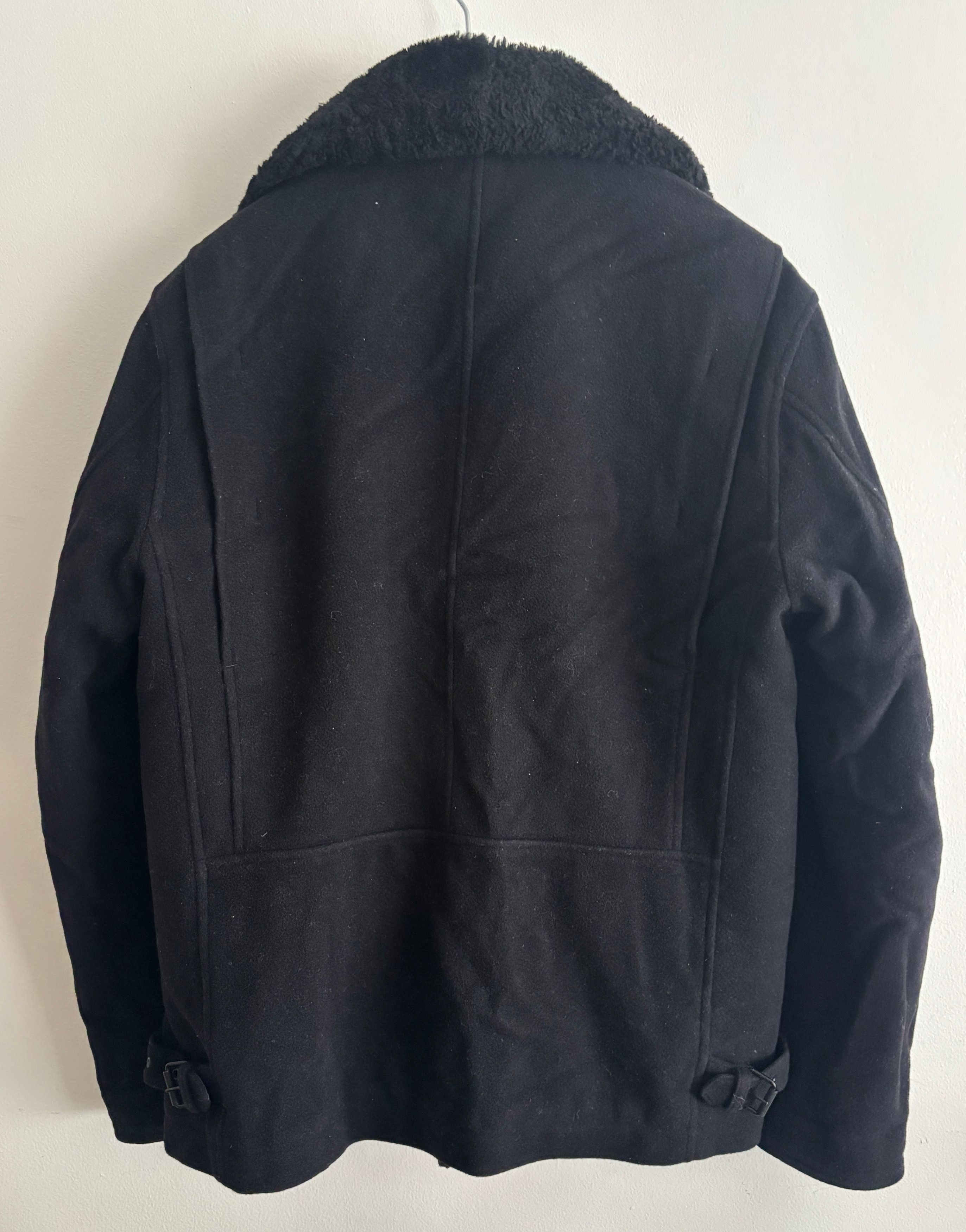 Belstaff Black Wool Trail Jacket / Pea Coat Shearling Collar Size US M / EU 48-50 / 2 - 5 Thumbnail