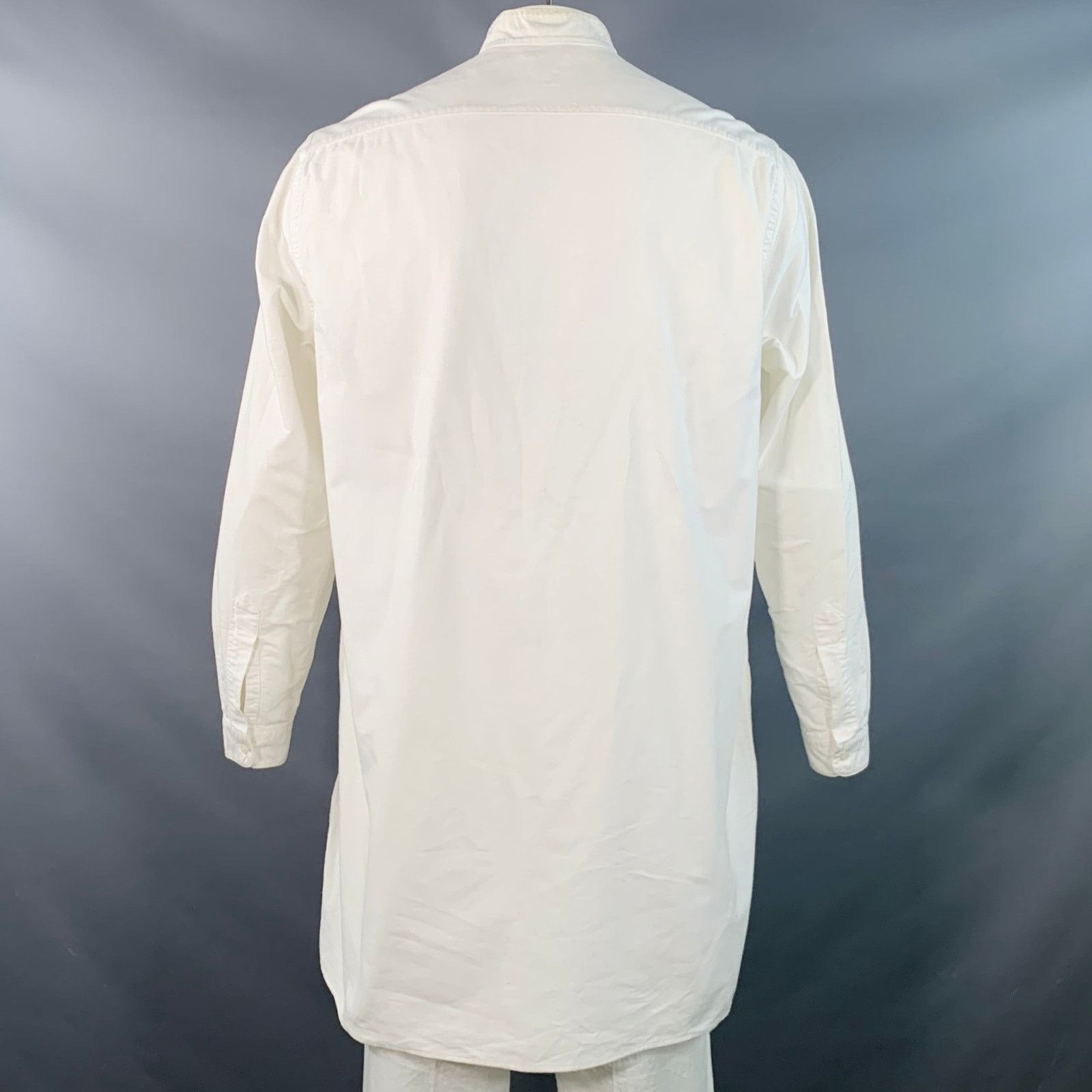 Other L White Cotton Half Placket One Pocket Long Sleeve Shirt Size US L / EU 52-54 / 3 - 4 Thumbnail