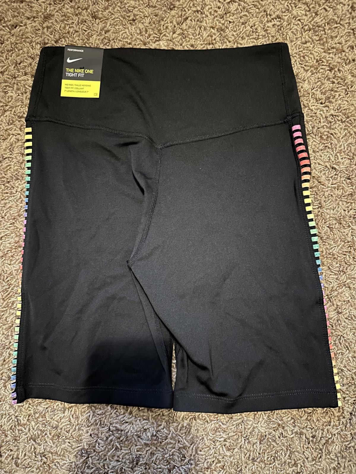 Nike Nike One Women Black/Rainbow Ladder Training Bike Shorts Size 28" / US 6 / IT 42 - 7 Thumbnail