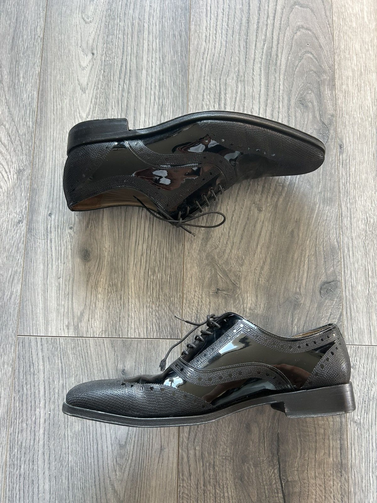 Dior Dior Homme Patent & Textured Leather Oxford Shoes Size US 8 / EU 41 - 3 Thumbnail