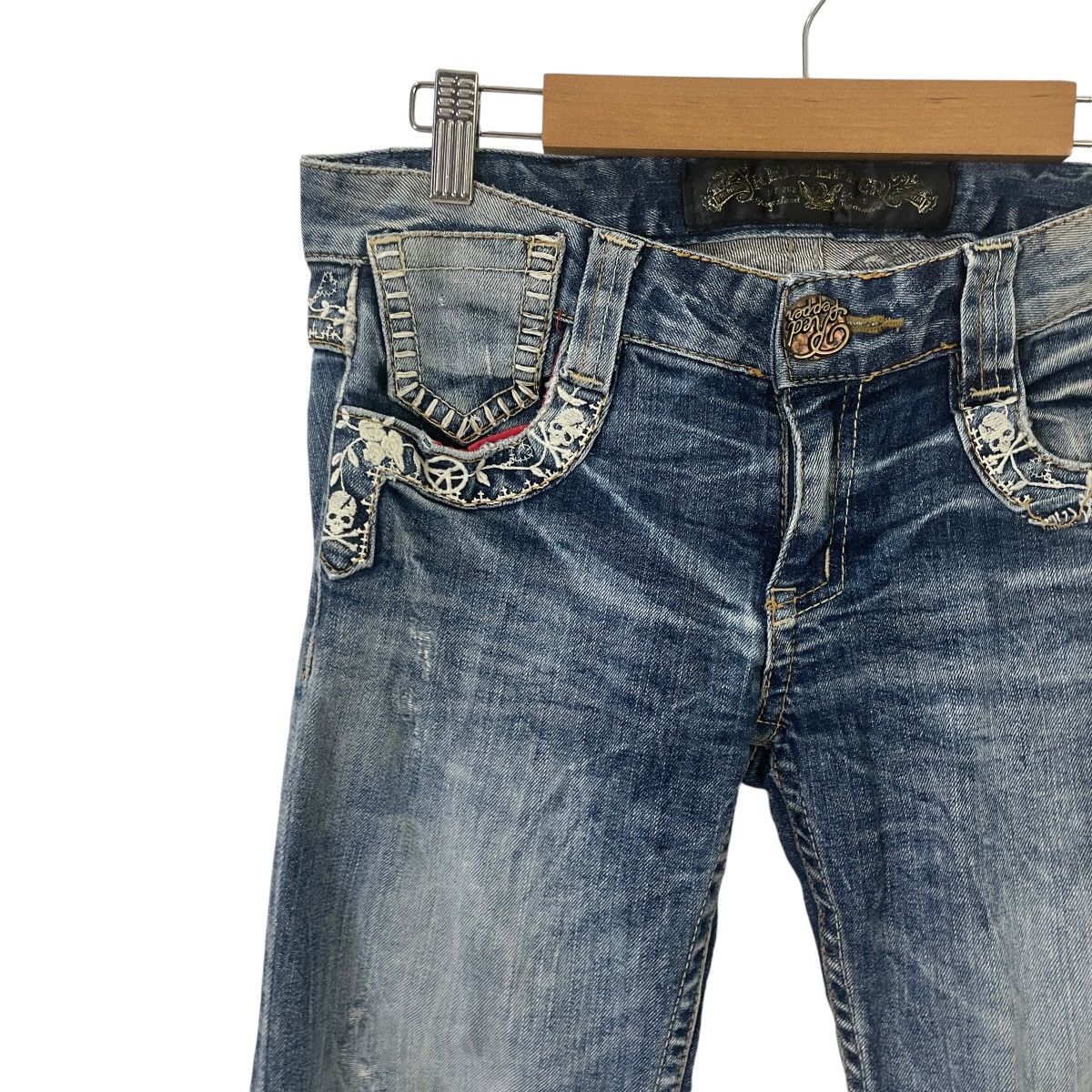 Japanese Brand Vintage Redpepper Distressed Skulls Denim Jeans Size 30" / US 8 / IT 44 - 3 Thumbnail