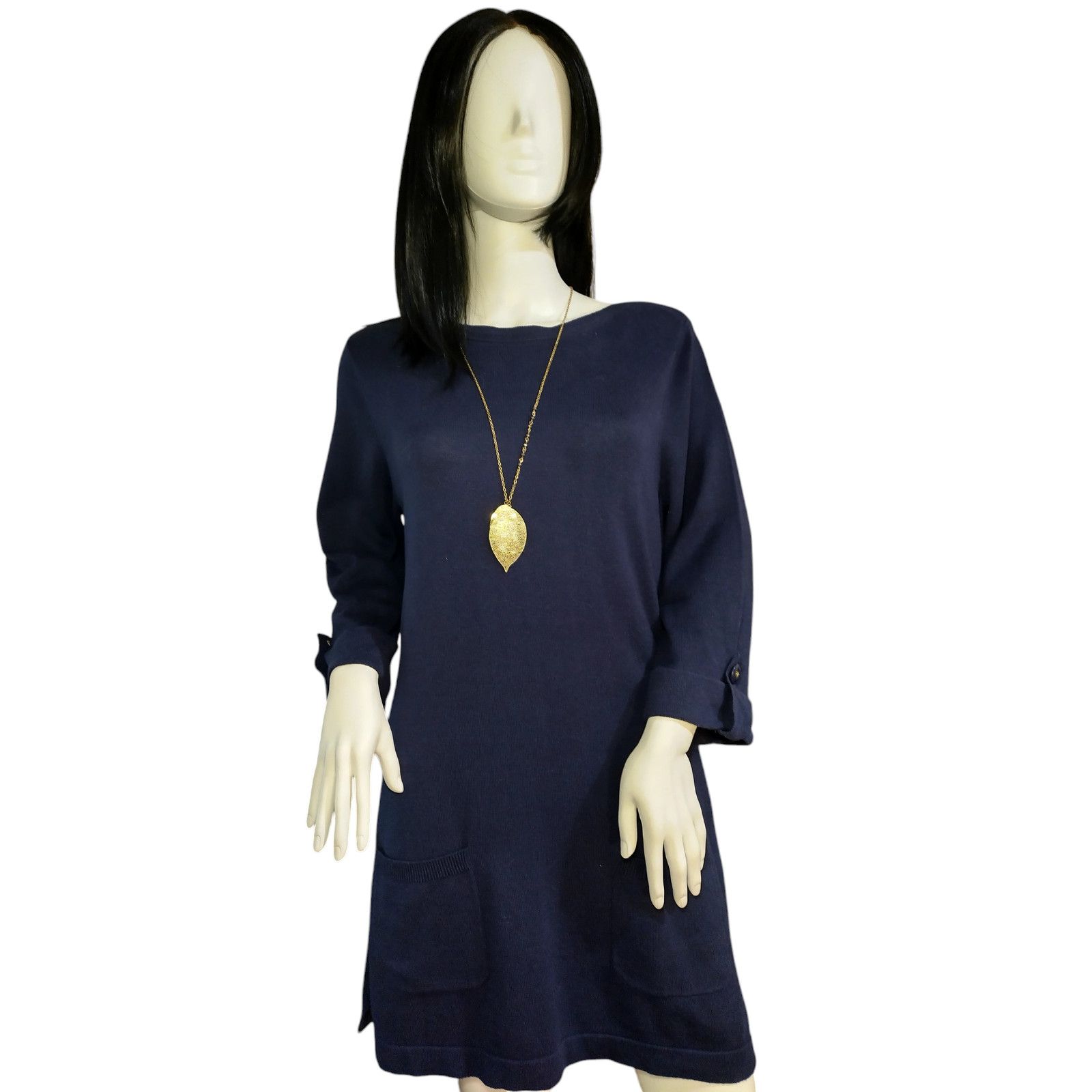 Denim & Co. D&Co. Womens Crewneck Sleeves Mini A-line Dress Blue Sz Md Size M / US 6-8 / IT 42-44 - 1 Thumbnail