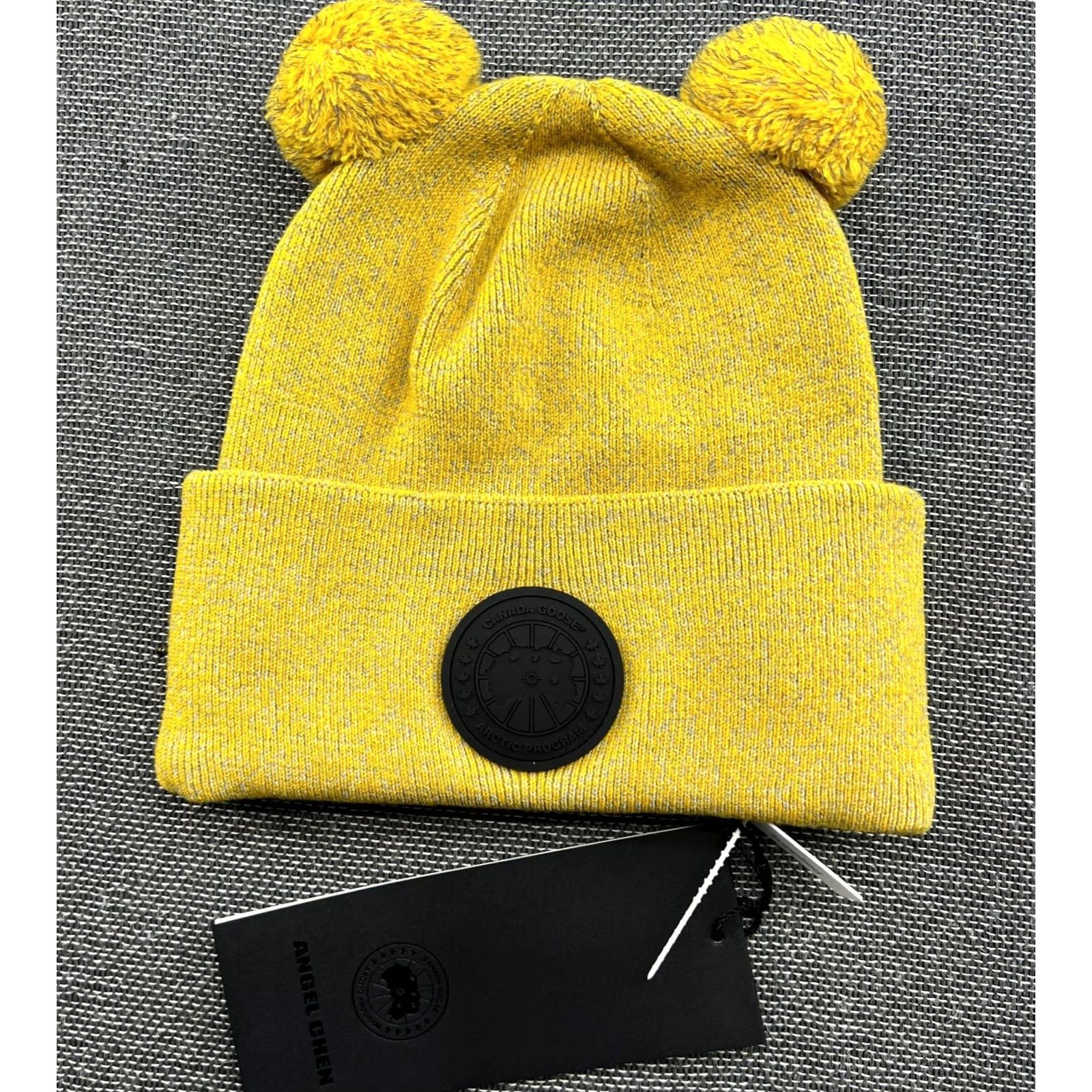 Canada Goose Canada Goose x Angel Chen Beanie Toque Blossom Yellow Womens One Size Wool Blend Knit Embroidered Lined Thermal Pom Double Pom OSFA Size ONE SIZE - 4 Thumbnail