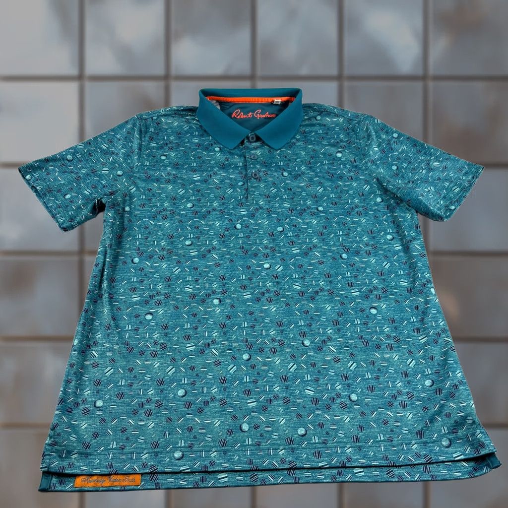 Robert Graham Robert Graham Shirt Mens XL Blue Geometric Performance Stretch Polo Golf Shirt Size US XL / EU 56 / 4 - 1 Thumbnail