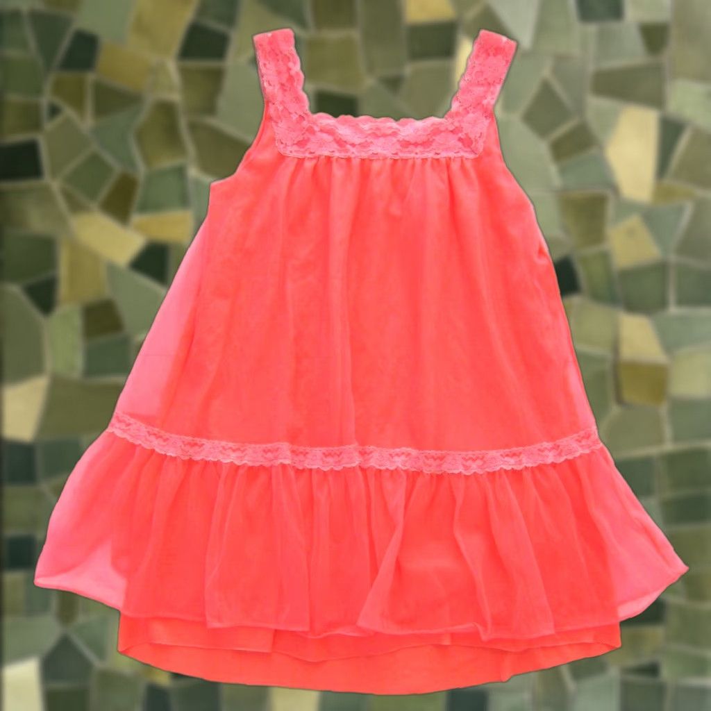 Vintage VINTAGE Aristocraft Neon Pink Lace Nylon Camisole Chemise Slip Nightgown Dress Medium Size M / US 6-8 / IT 42-44 - 1 Thumbnail