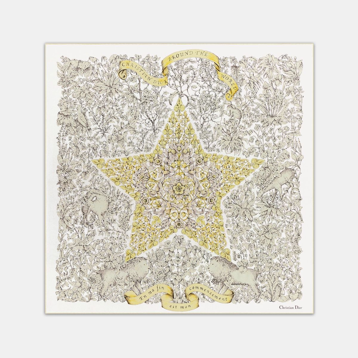 Dior o1bcso1str0226 Size:OS/90 Square Scarf in Golden/White Size ONE SIZE - 1 Thumbnail