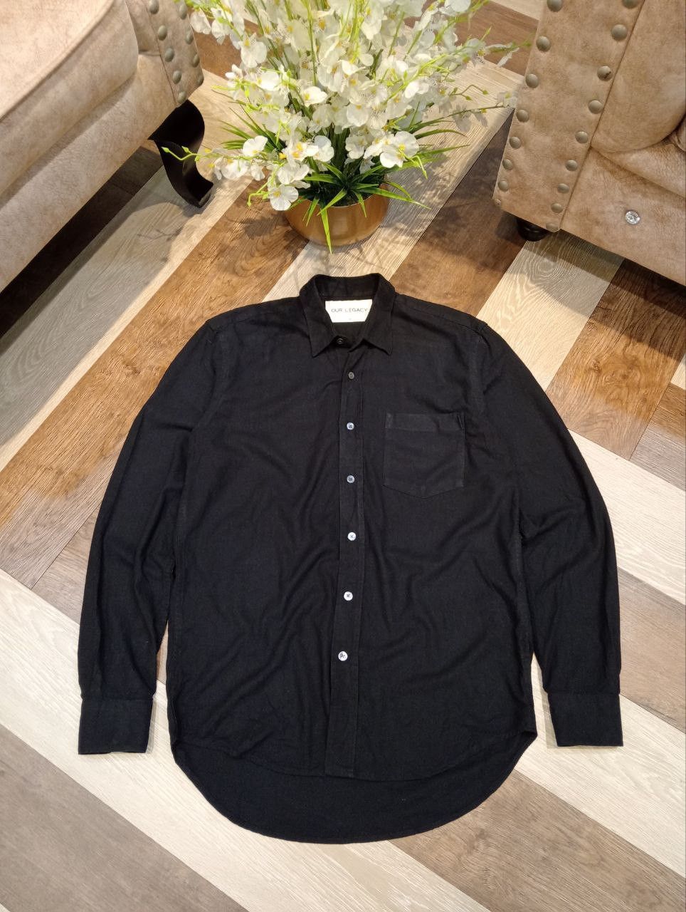 トップス Our Legacy evening polo 50 black Our Legacy - Evening Polo Dust Melange Fuzzy Alpaca