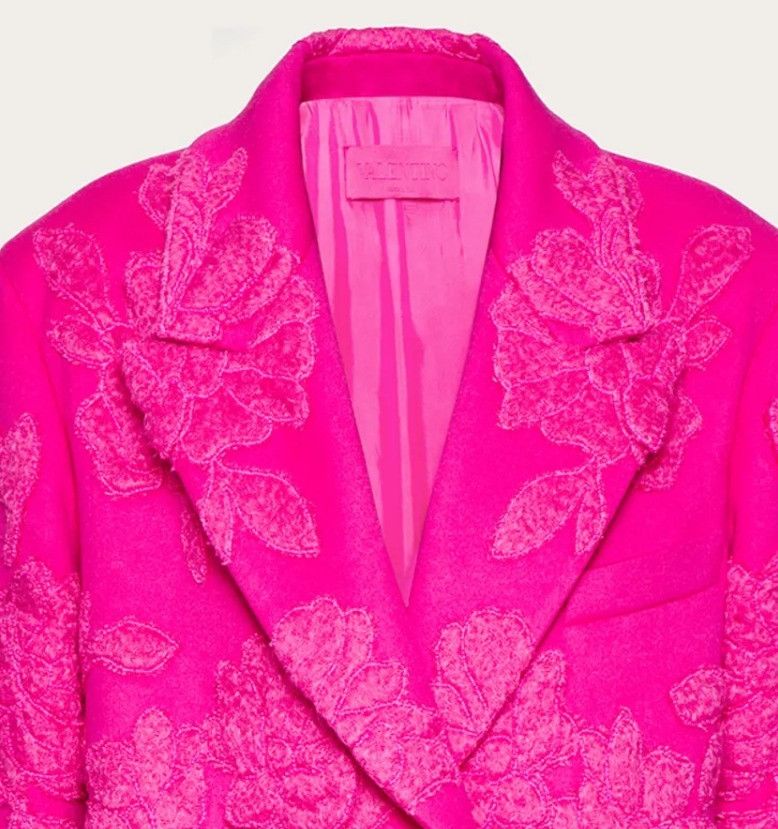 Valentino os11x0724 Appliqué Wool-Blend Overcoat in Pink Size S / US 4 / IT 40 - 2 Thumbnail