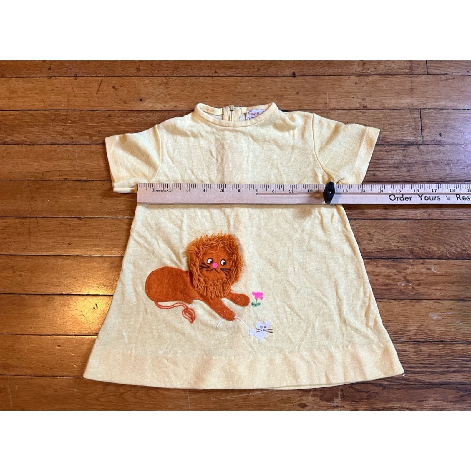 Sears VINTAGE Sears Honeysuckle Lion Mouse Dress Girl’s 3T Yellow 70s Size ONE SIZE - 7 Thumbnail