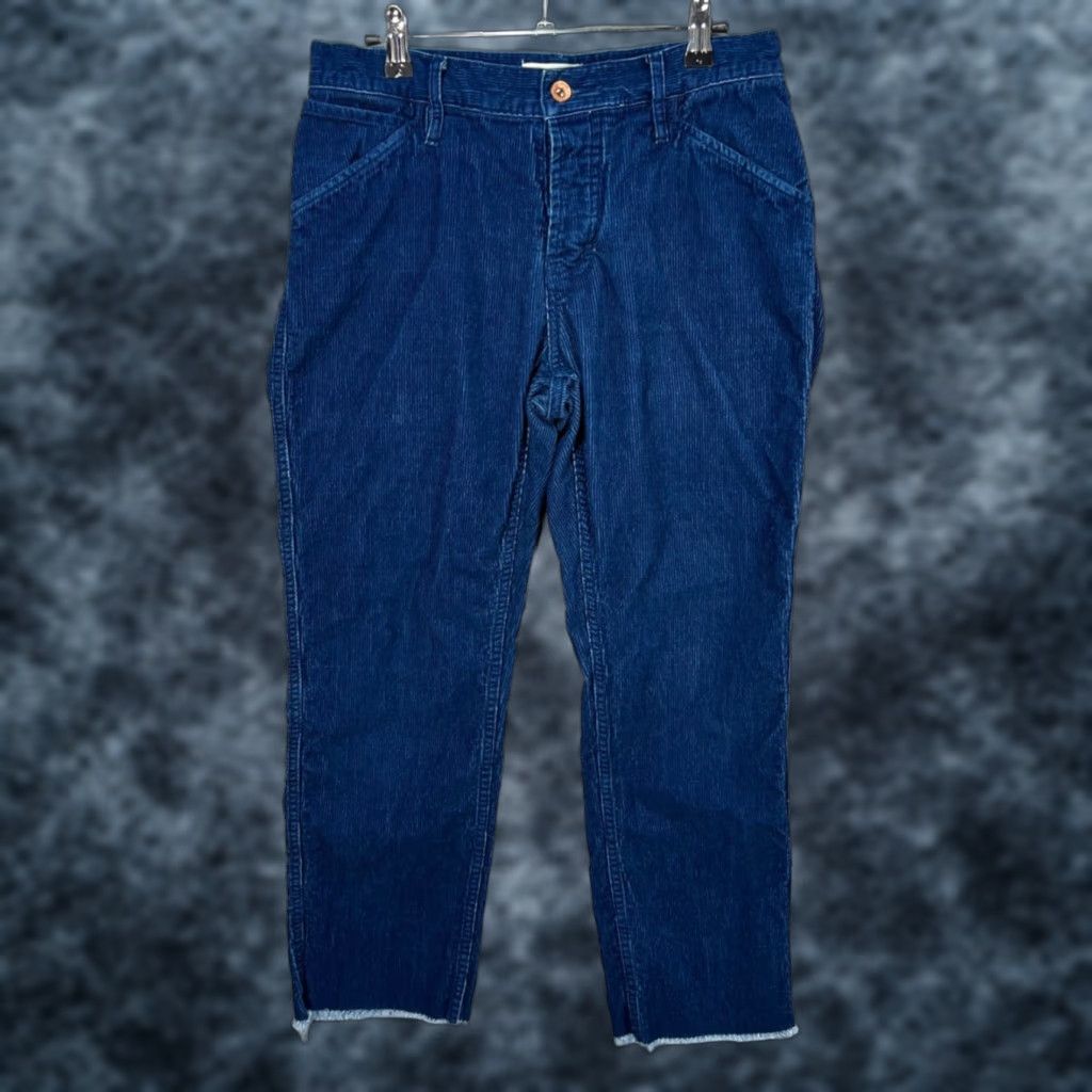 Taylor Stitch Taylor Stitch Womens 29 Blue Corduroy Cropped Pants Frayed Hem Jeans Style Cropped Straight Rise High Inseam 26 Womens Jeans Size 29" - 1 Thumbnail