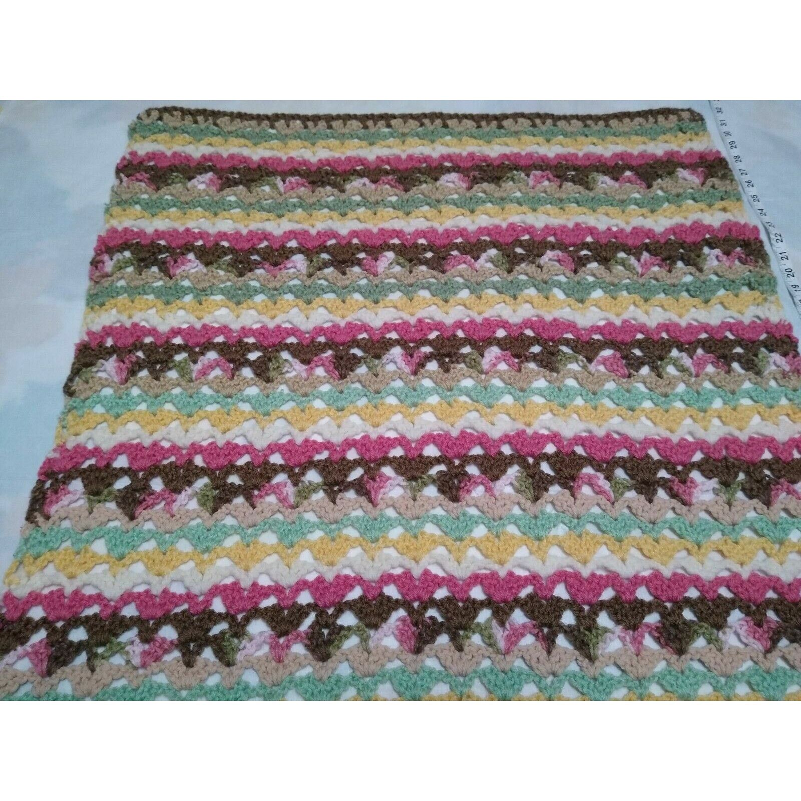 Handmade Alissa Throw Style Crochet Blanket Afghan 32x32 Green, Tan+ Size ONE SIZE - 3 Thumbnail