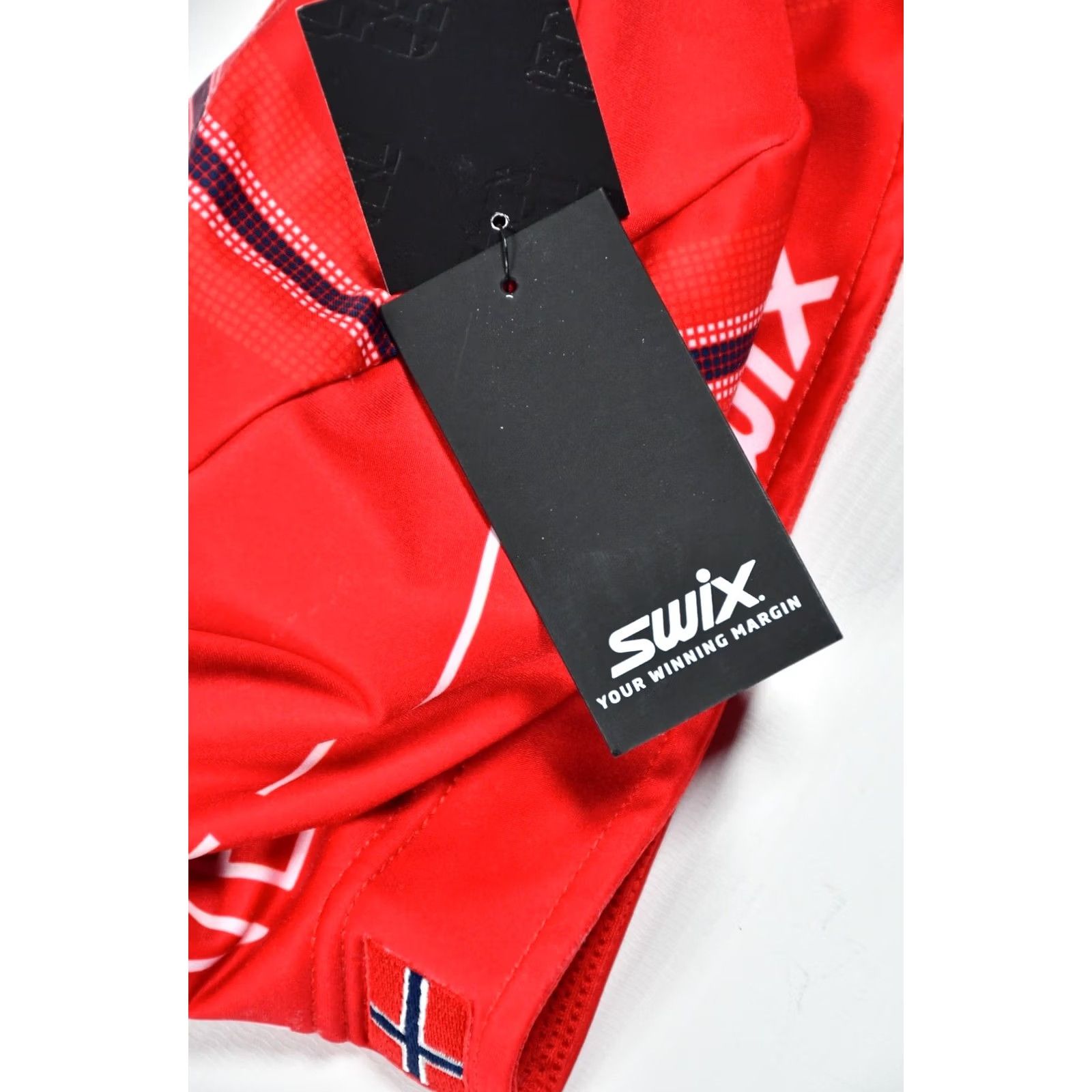 Vintage Swix DNB Norway Race Beanie Hat Mens Size 58 Red 88% Polyester 13% Spandex Geometric Pattern Fall Winter Spring Summer Size ONE SIZE - 4 Thumbnail
