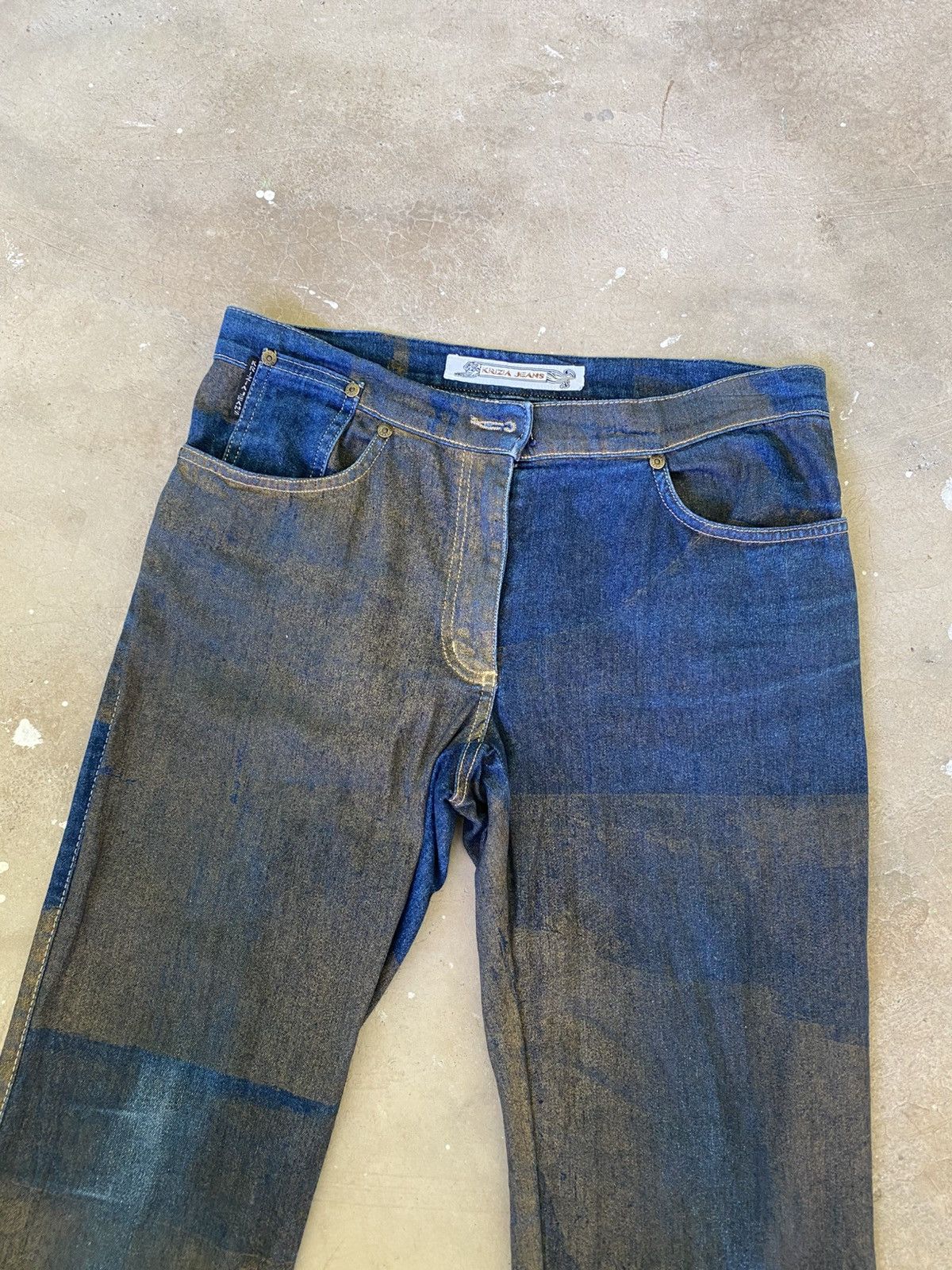 Krizia Uomo Krizia Jeans Cropped Patchwork Wash Denim Size US 30 / EU 46 - 2 Thumbnail