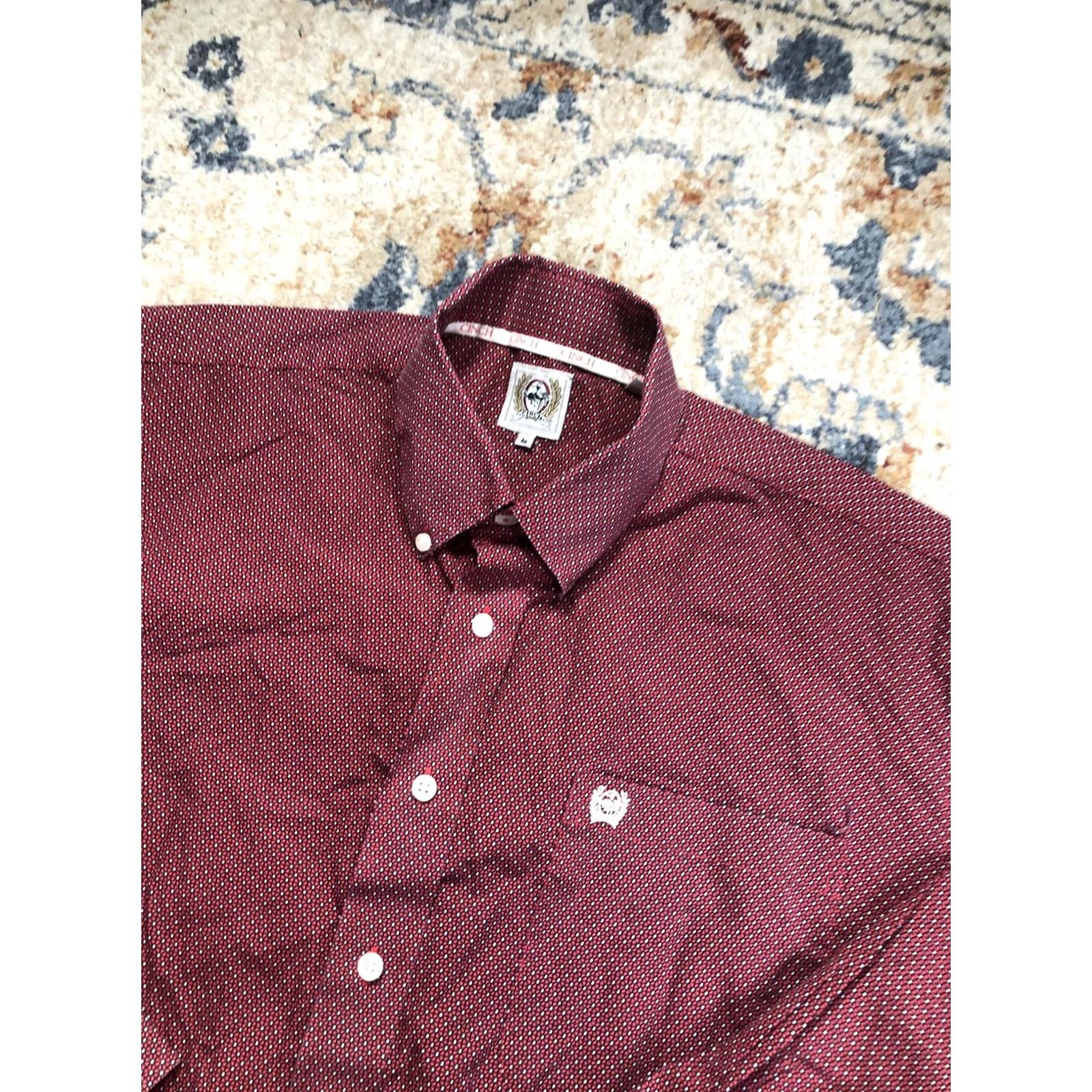 Vintage Cinch Mens M Red Geometric Long Sleeve Button-Down Western Shirt Size US M / EU 48-50 / 2 - 6 Thumbnail