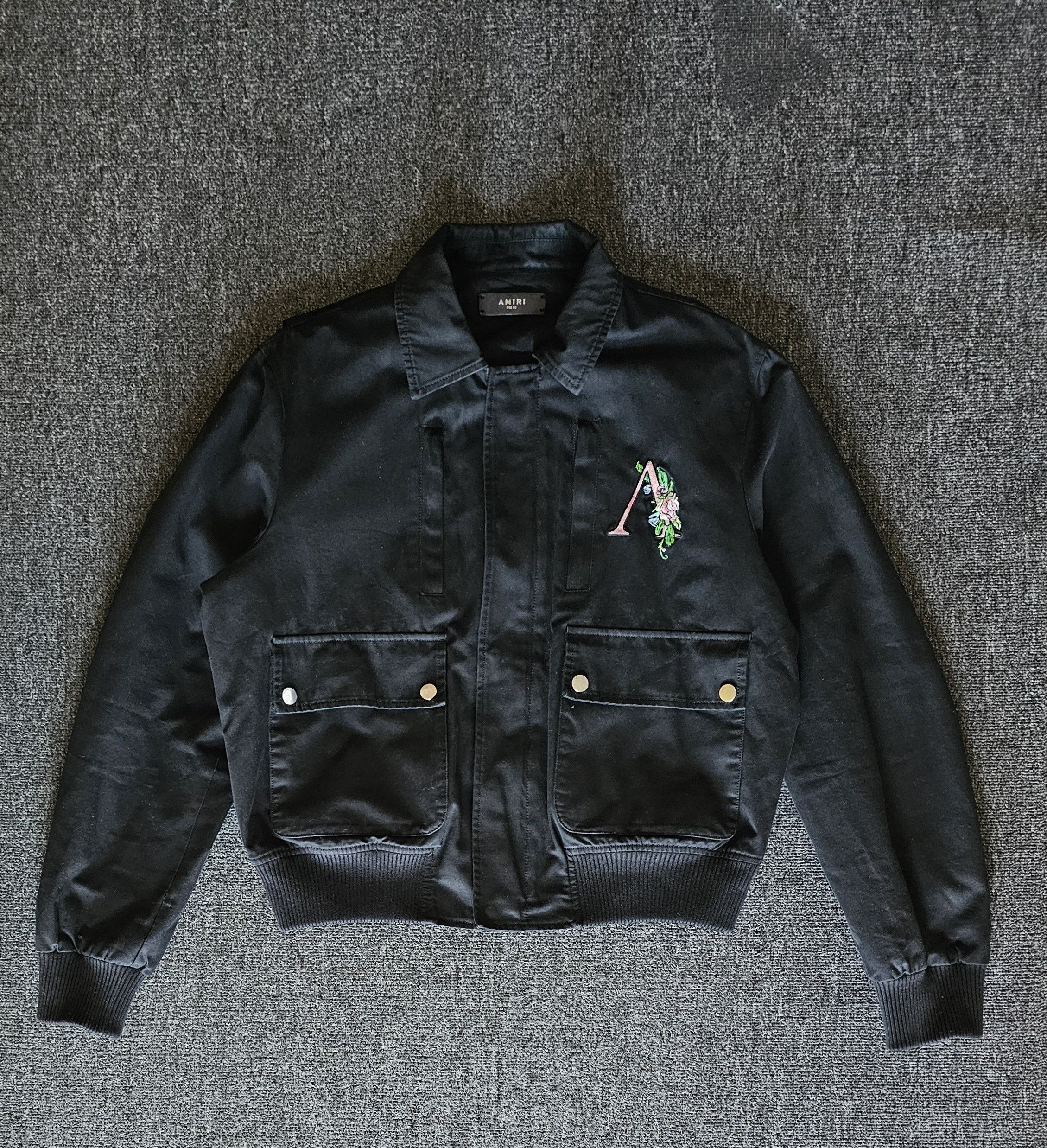 Amiri Amiri Black Floral Logo Jacket Size 50 Size US L / EU 52-54 / 3 - 3 Thumbnail