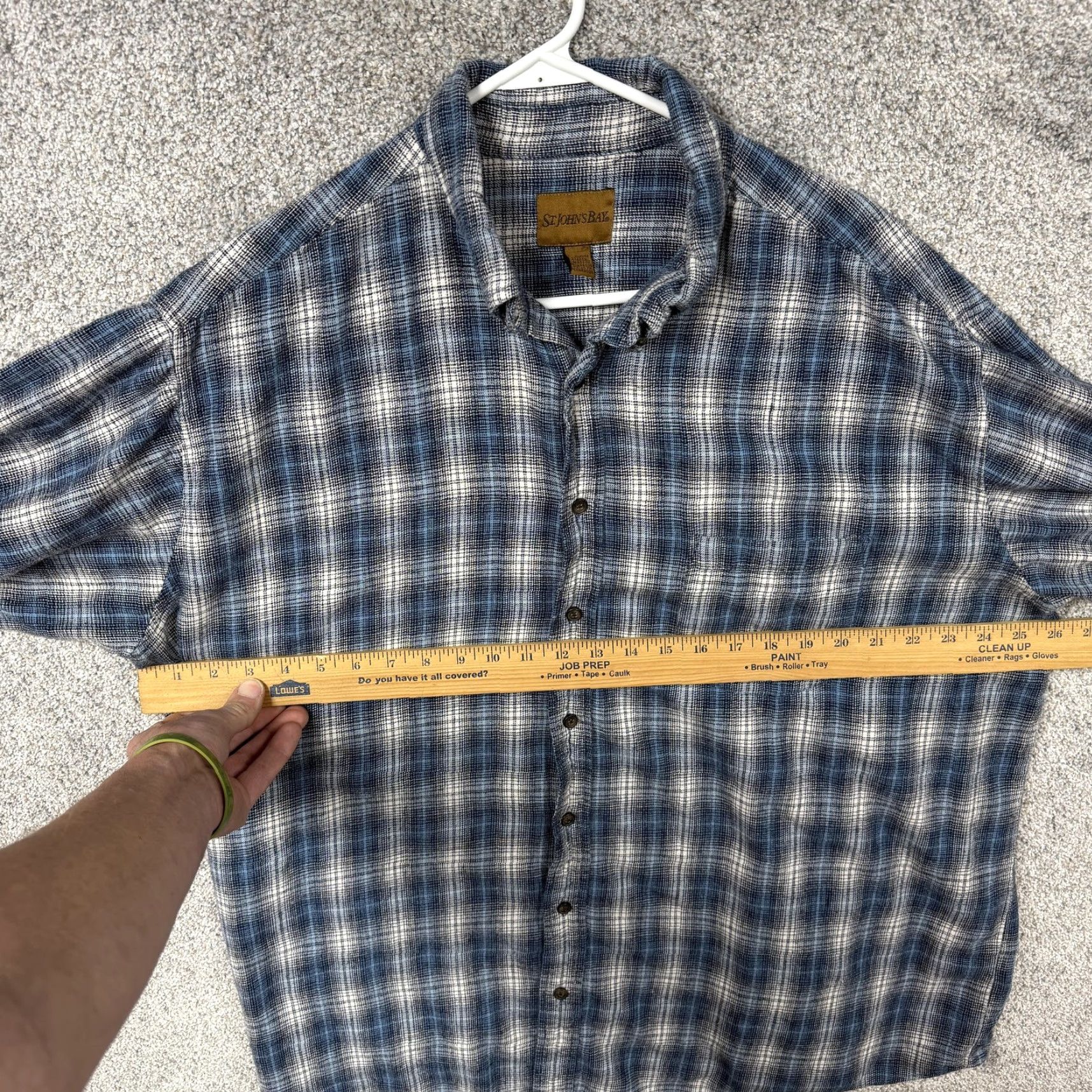 Vintage St. John's Bay Flannel Button Up Shirt Mens 2XLT Blue White Plaid Grunge Academia Size US XXL / EU 58 / 5 - 4 Thumbnail