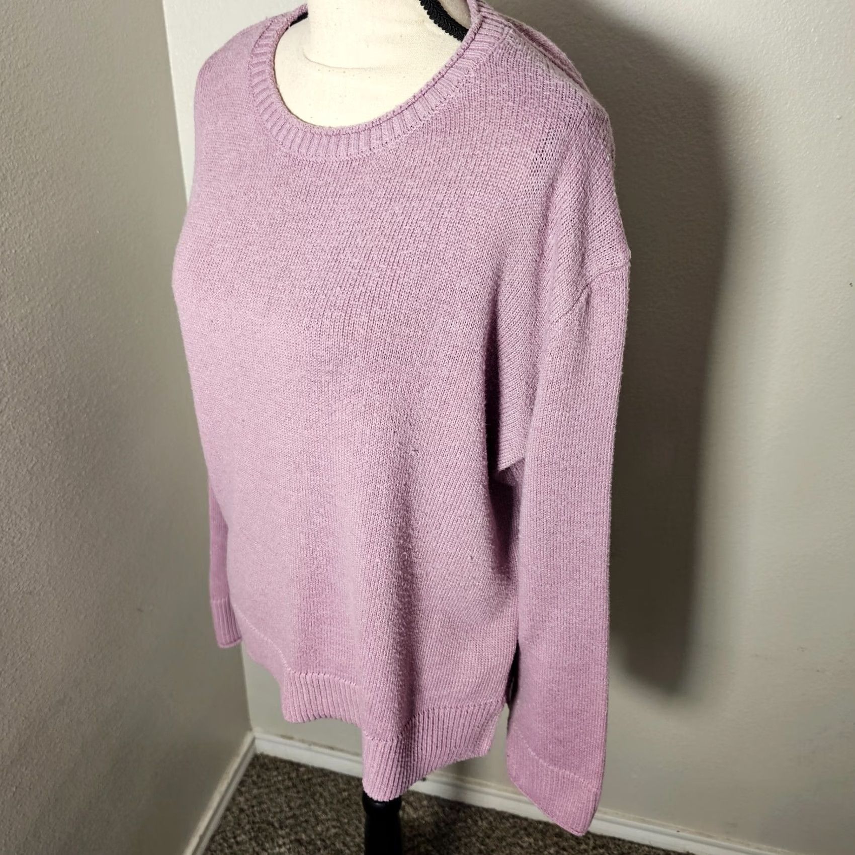 Vintage Ella Moss Womens Long Sleeve Pullover Sweater Sz M Purple Crew Neck Casual Pullover Knit" Size M / US 6-8 / IT 42-44 - 2 Thumbnail