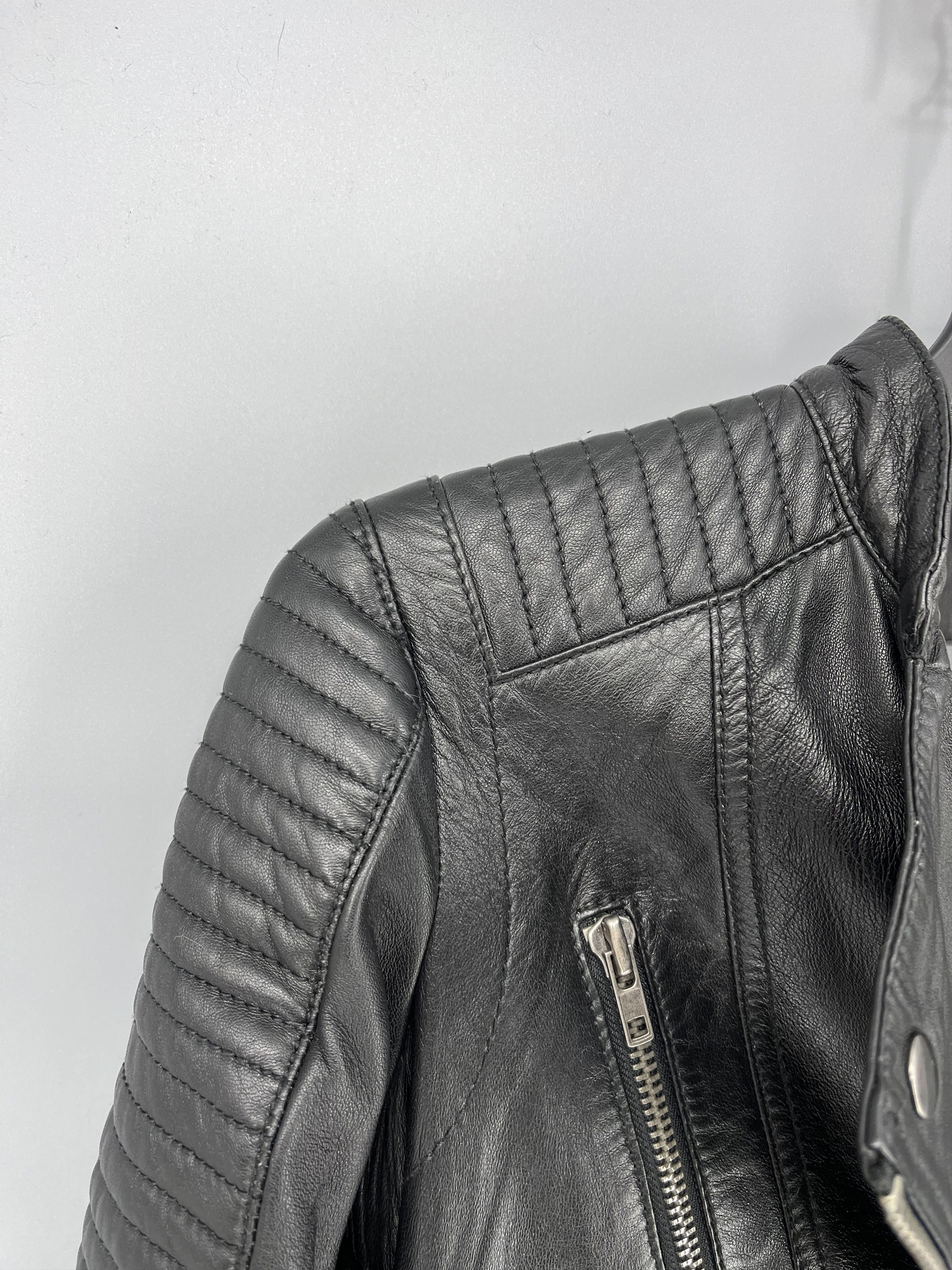 Leather Mango Black Leather Biker Jacket Racing Moto HONDA BMW Size S / US 4 / IT 40 - 7 Thumbnail
