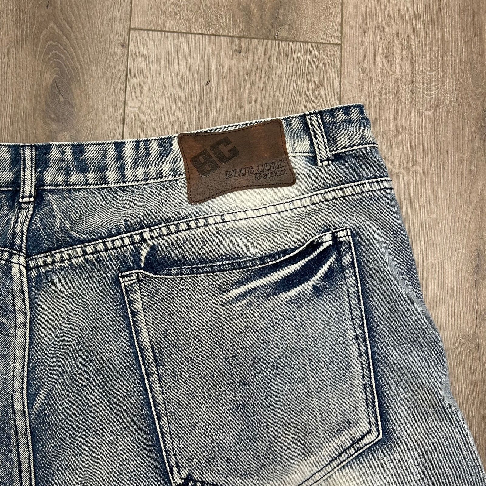 Supreme Blue Cult Distressed Biker ribbed Denim Shorts Size 50 B11 Size US 44 / EU 60 - 2 Thumbnail