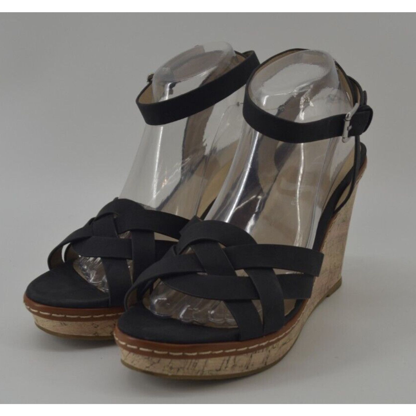 Other CL Laundry Womens Size 10 Black Faux Leather Open Strappy Size US 10 / IT 40 - 1 Thumbnail