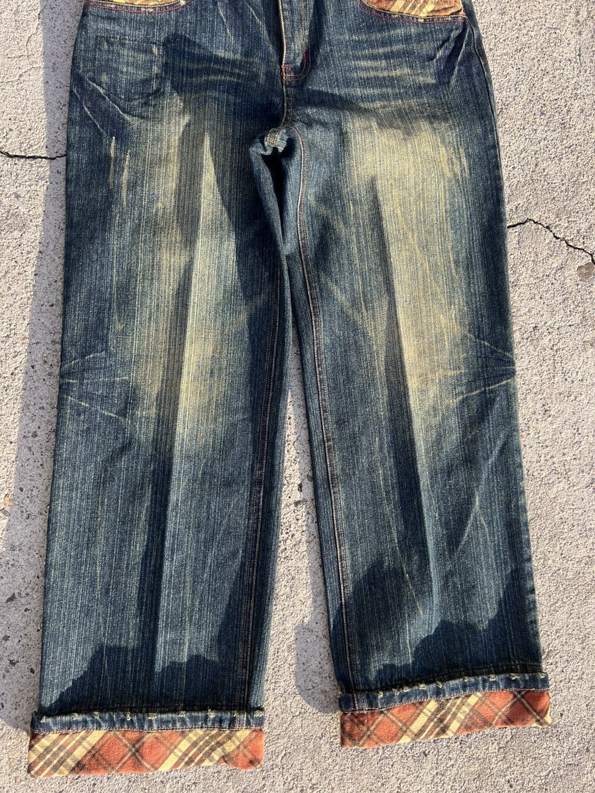 Vintage Y2K 2000’s Vintage Rain Blue Denim Plaid Retro Jeans Pants Size 28" / US 6 / IT 42 - 4 Thumbnail