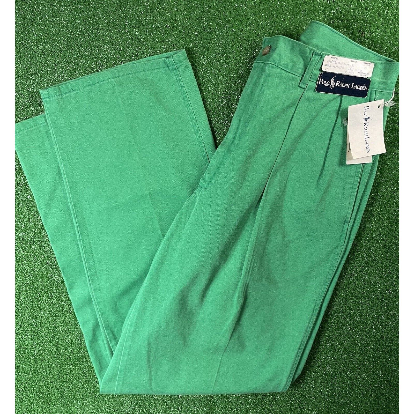 image of NWT Vintage 80's Polo Ralph Laurent 32 Green Chino Pants Usa, Men's