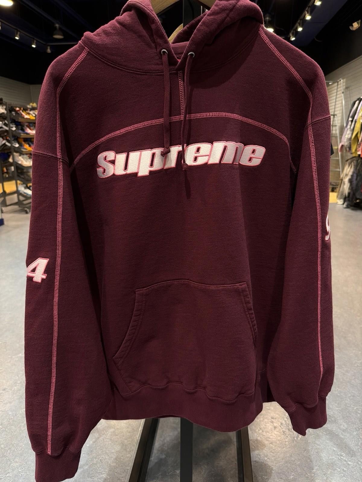 Supreme Size Large Supreme Overlock Hooded Sweatshirt Burgundy NEW Size US L / EU 52-54 / 3 - 1 Thumbnail