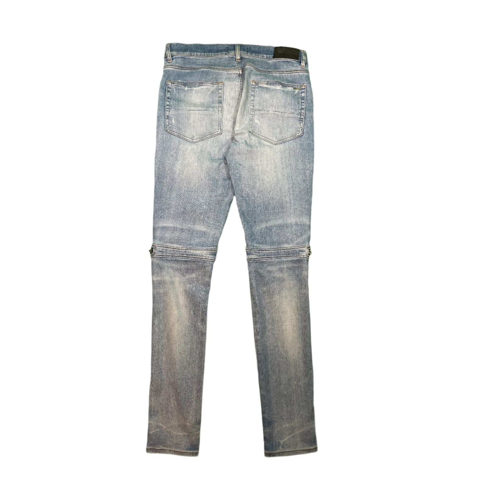 Amiri Amiri MX2 Blue & Orange Plaid Patch Light Wash Blue Jeans Size US 34 / EU 50 - 6 Thumbnail