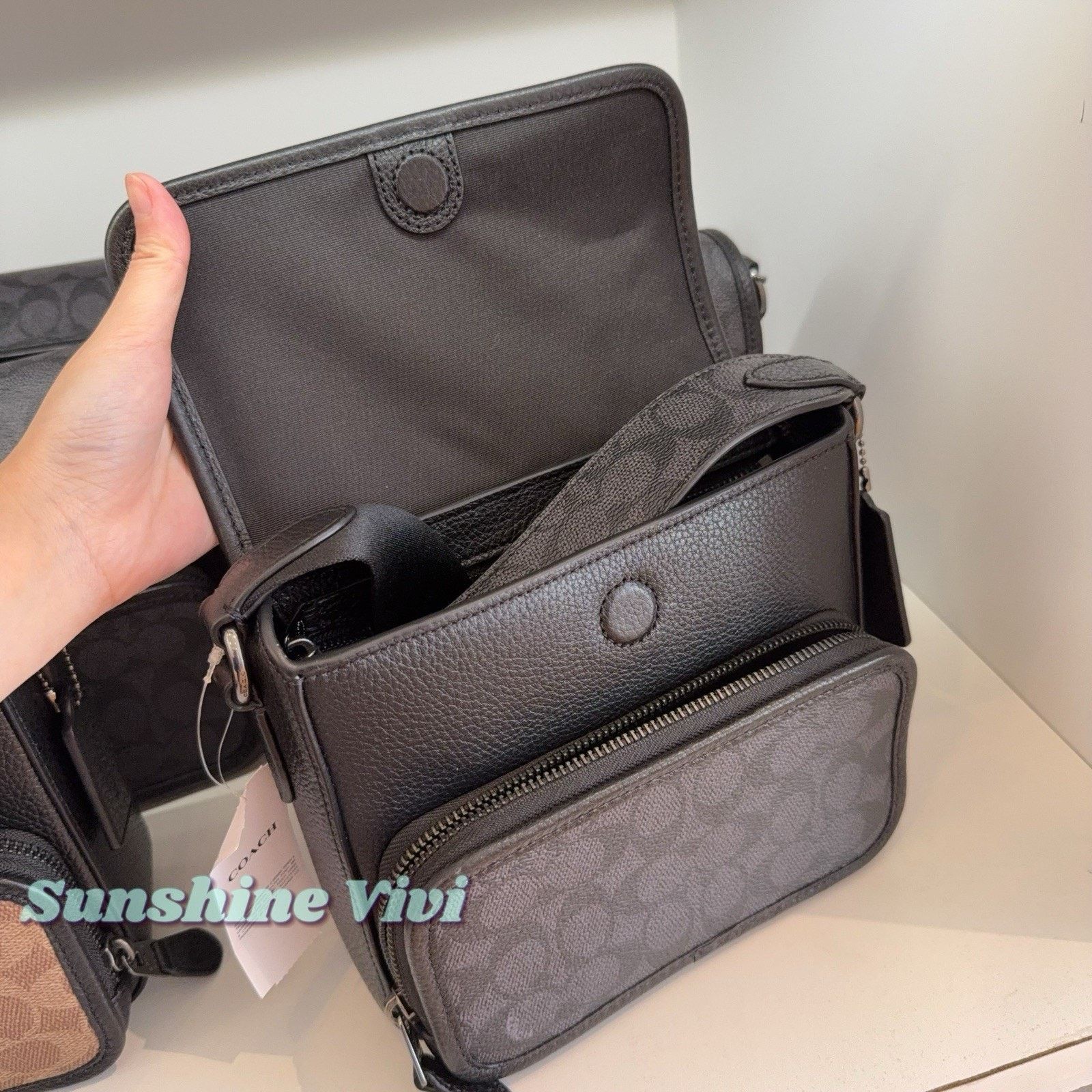 Coach NWT Coach CZ396 Sullivan Flap Crossbody Bag CHARCOAL/BLACK Size ONE SIZE - 6 Thumbnail