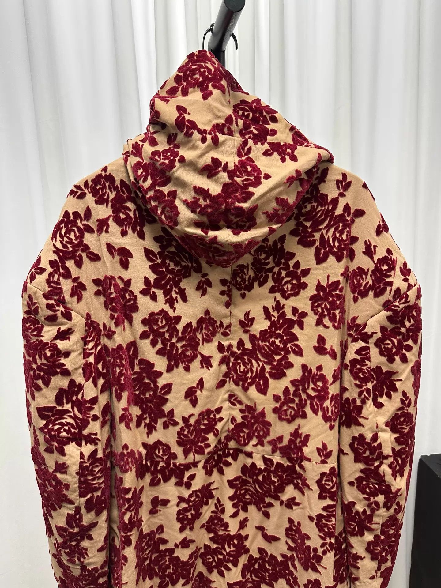 Comme des Garcons CdG 1996AW Wine Red Rose Flocked Coat Size M / US 6-8 / IT 42-44 - 6 Thumbnail