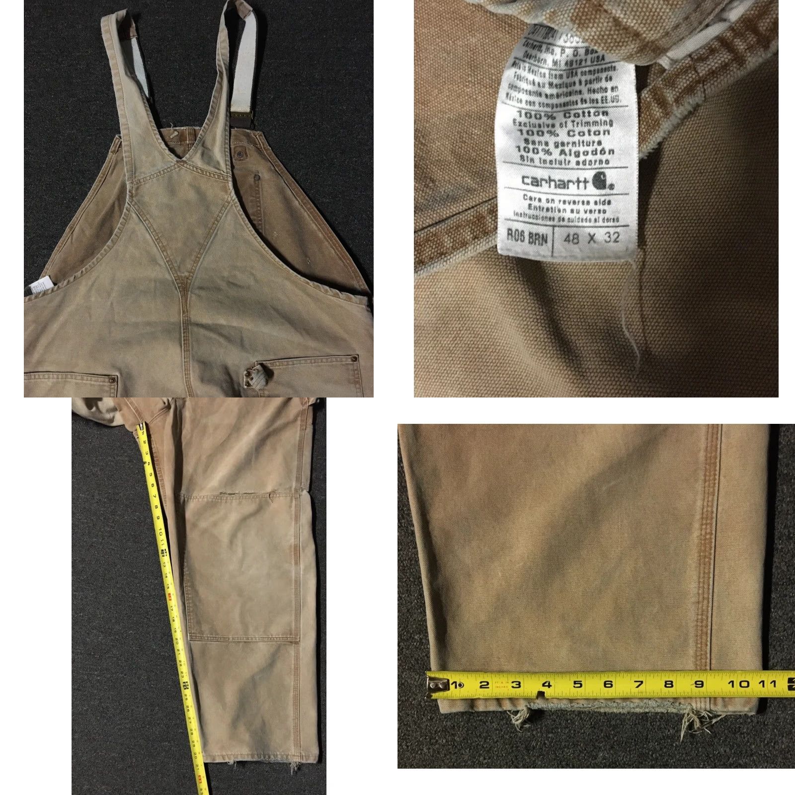 Carhartt VINTAGE Carhartt Overalls Trucker Grunge 90s 80s Biker Punk Distressed Tan 48 Men Double Knee Workwear Jeans Size US 32 / EU 48 - 8 Thumbnail