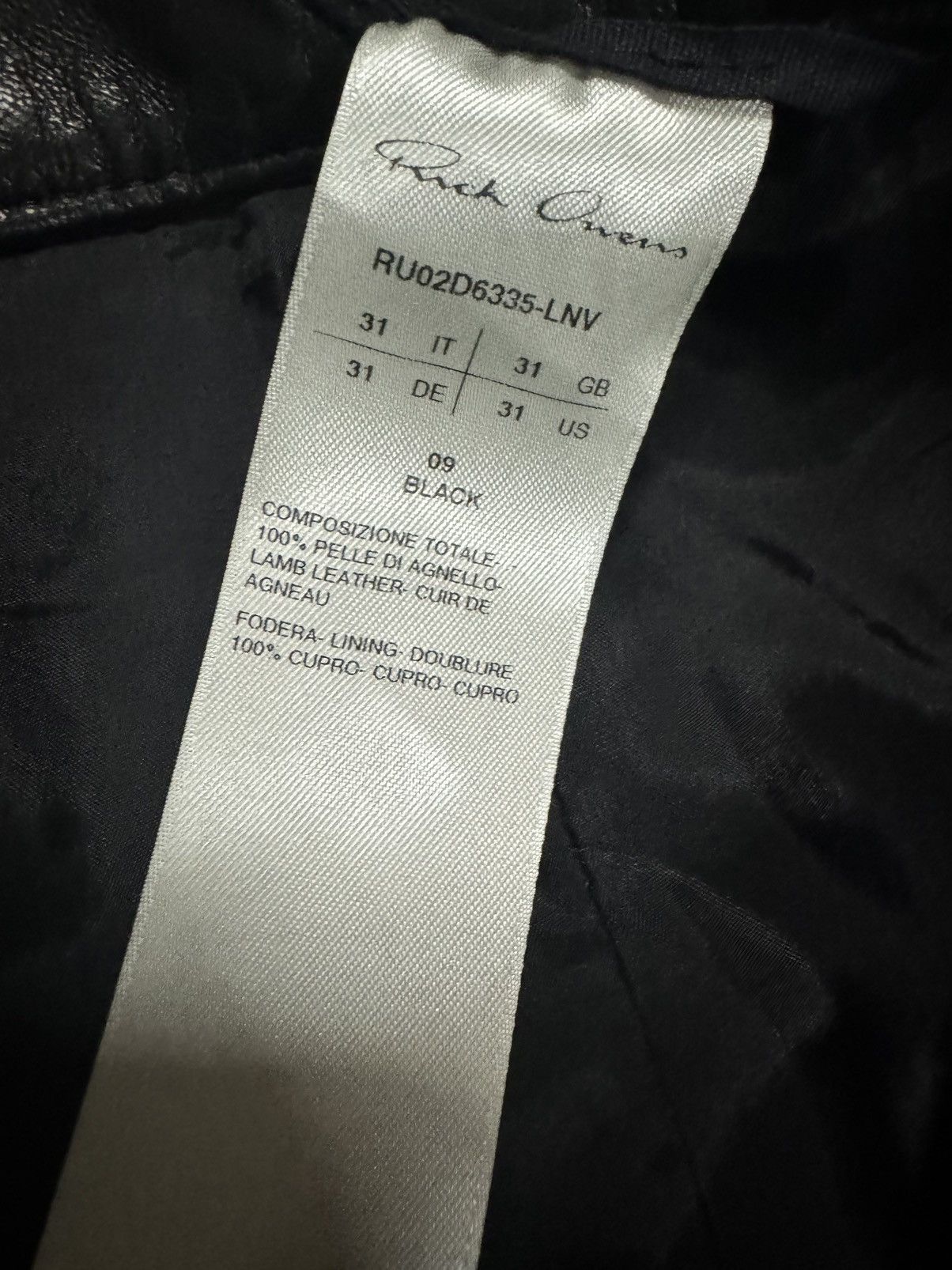 Rick Owens RICK OWENS Black Porterville Bolan Leather Trousers Pants Size US 31 - 8 Thumbnail