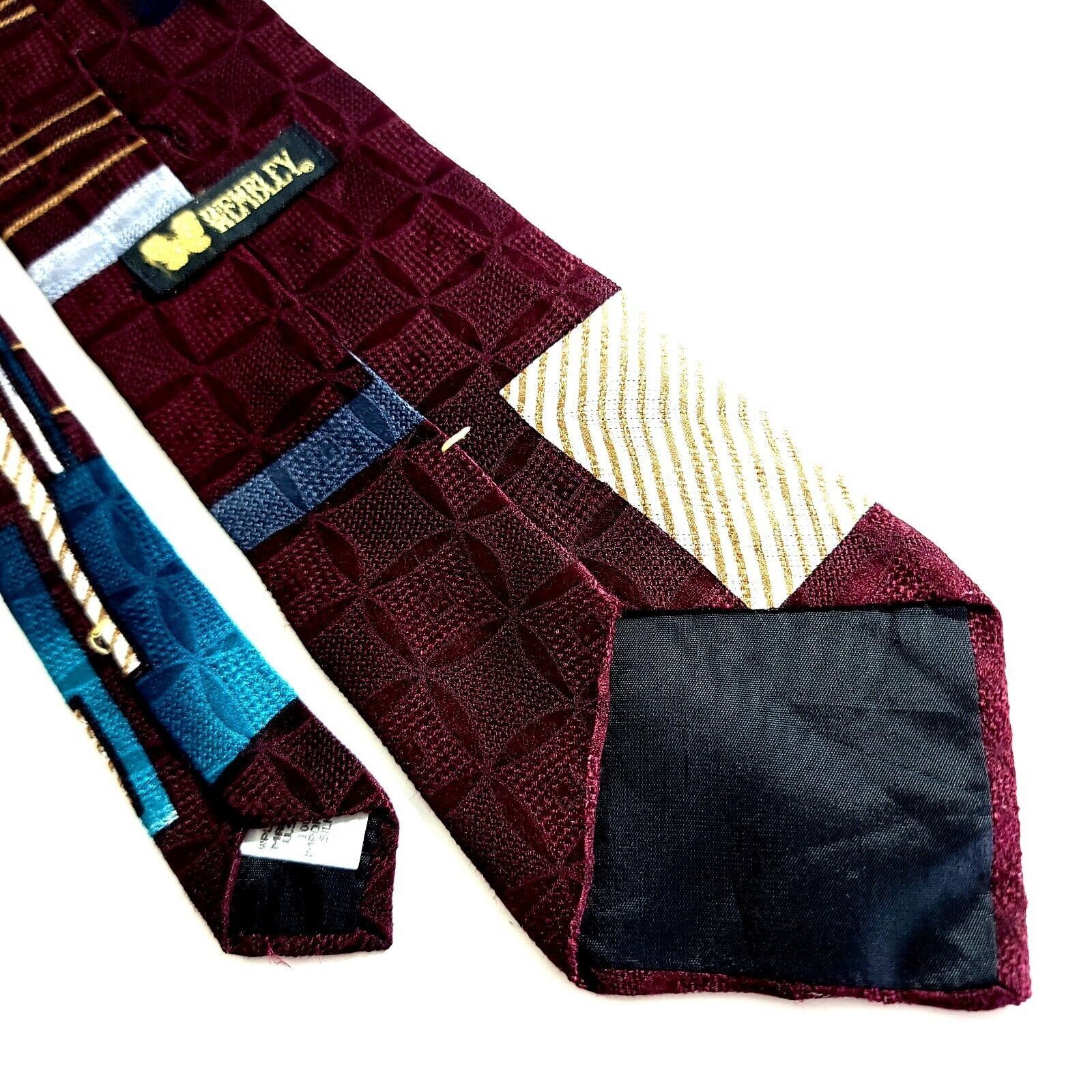 Other Wembley Maroon Red Teal Abstract Jacquard Print Wide Silk Ti Size ONE SIZE - 5 Thumbnail