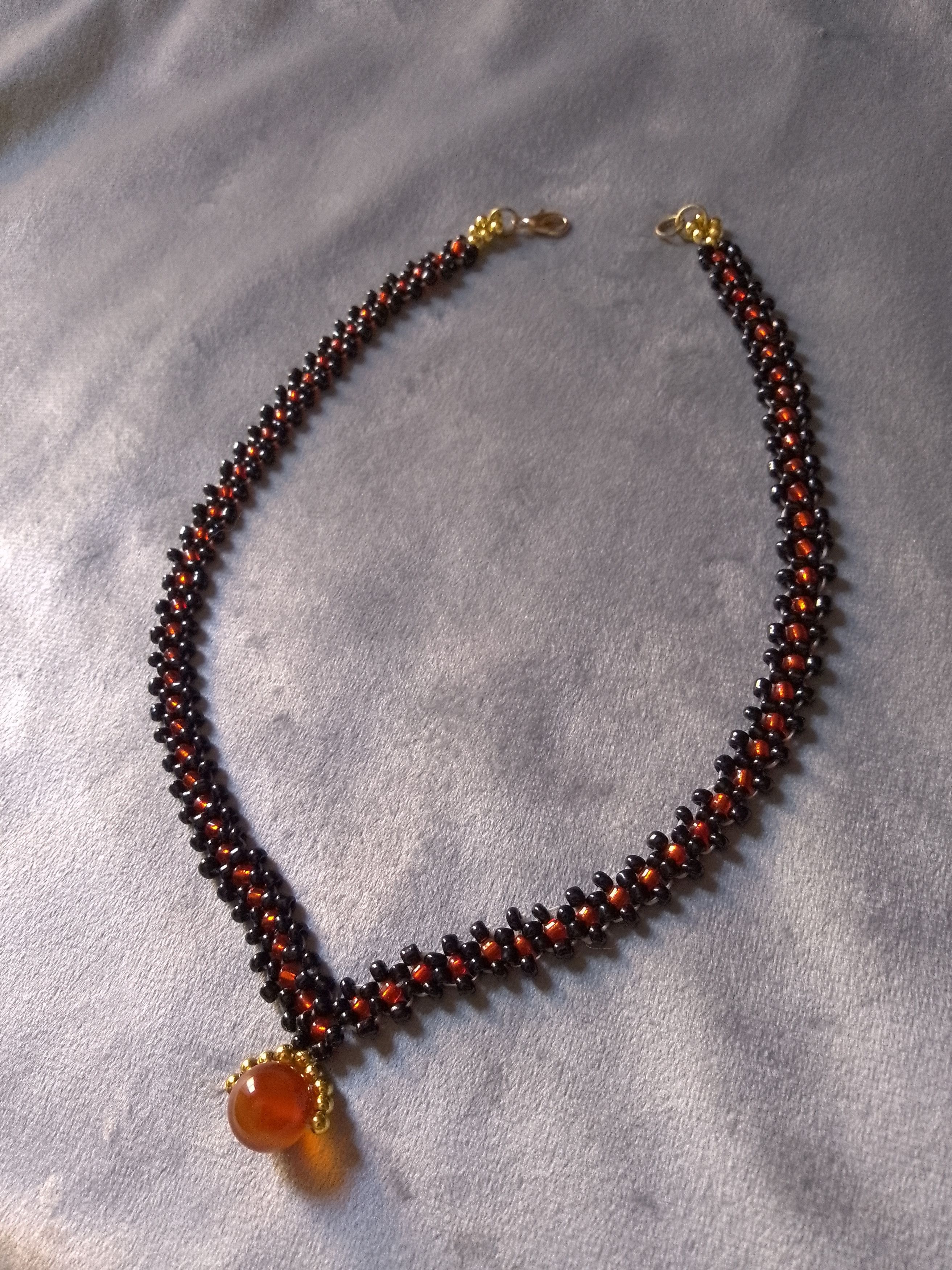 Handmade Necklace Red Black Red Carnelian Gemstone Goth Chakra Charm Size ONE SIZE - 5 Thumbnail