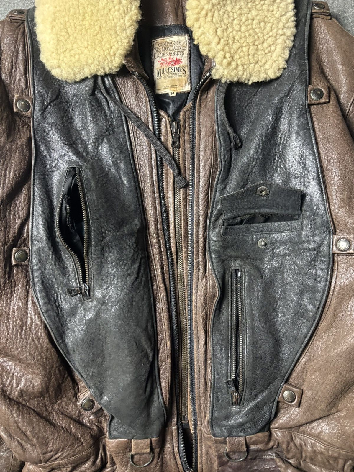 Marithe + Francois Girbaud 1980s Millesimes Shearling Leather Bomber Jacket Size US L / EU 52-54 / 3 - 6 Thumbnail