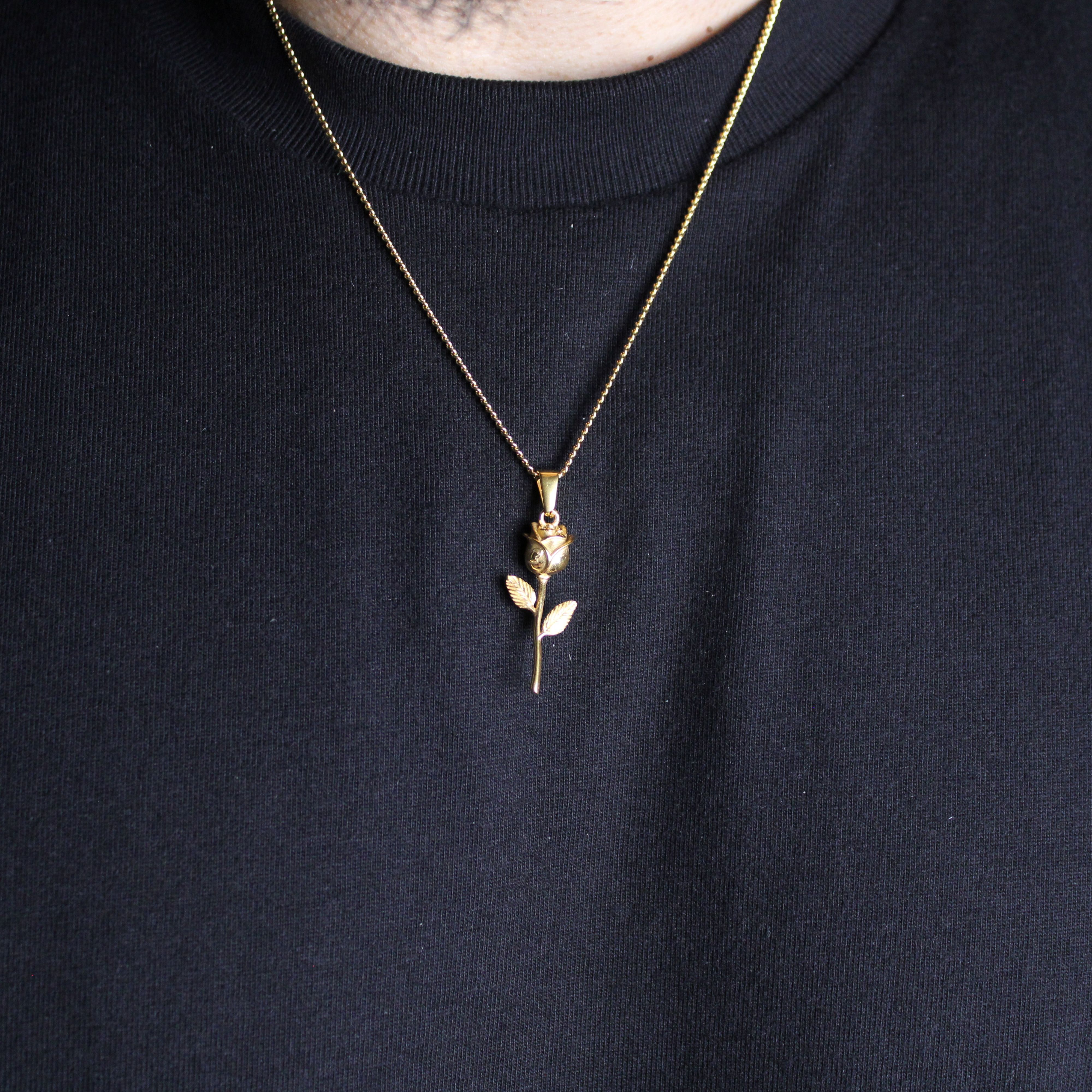 Jewelry Gold Rose Pendant Chain Necklace Size ONE SIZE - 2 Thumbnail