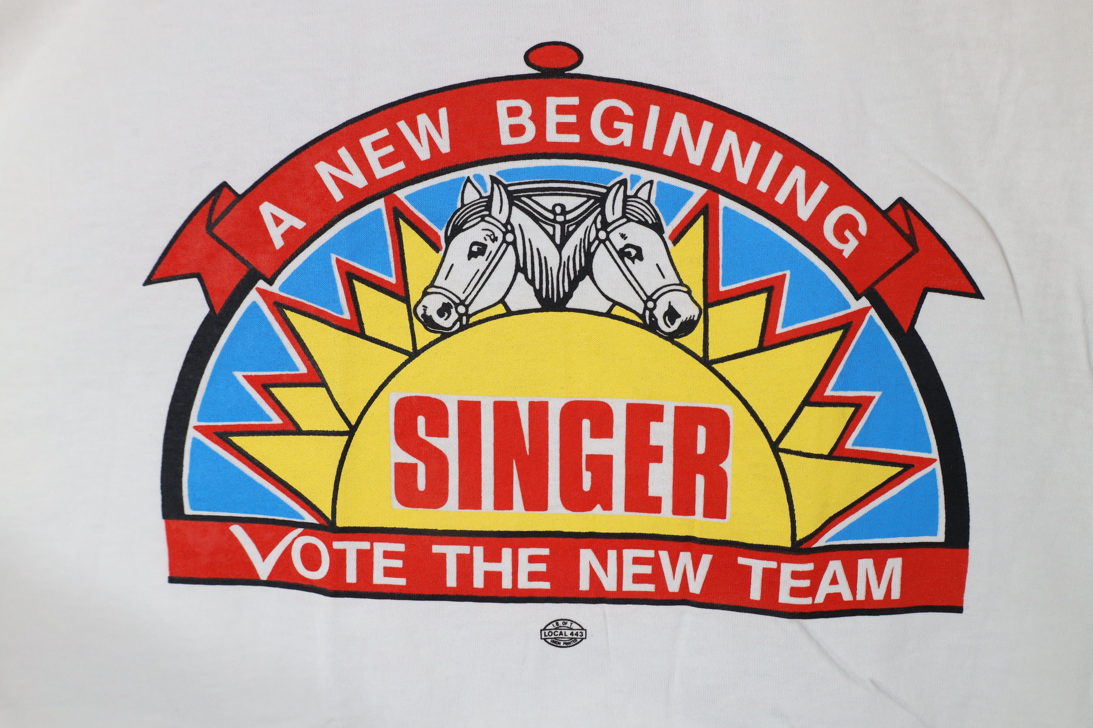 Vintage NOS Vintage 80s Union Leader Les Singer T-Shirt White USA Size US XL / EU 56 / 4 - 4 Thumbnail