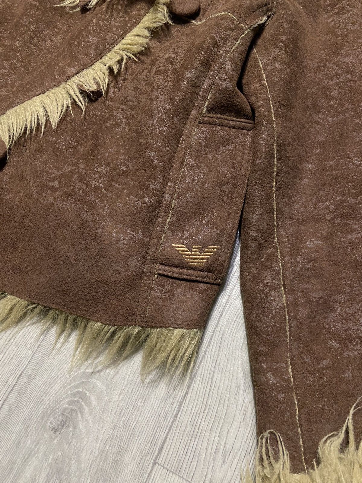 Armani Vintage Armani Jeans Leather Fur Fuzzy Jacket Size L / US 10 / IT 46 - 3 Thumbnail