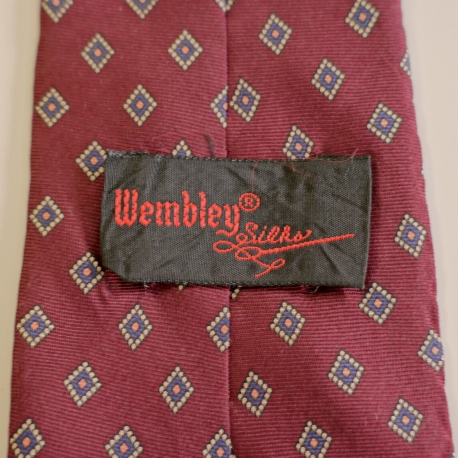Other Wembley Silks Red Blue Geometric Print Long Silk Tie Size ONE SIZE - 3 Thumbnail