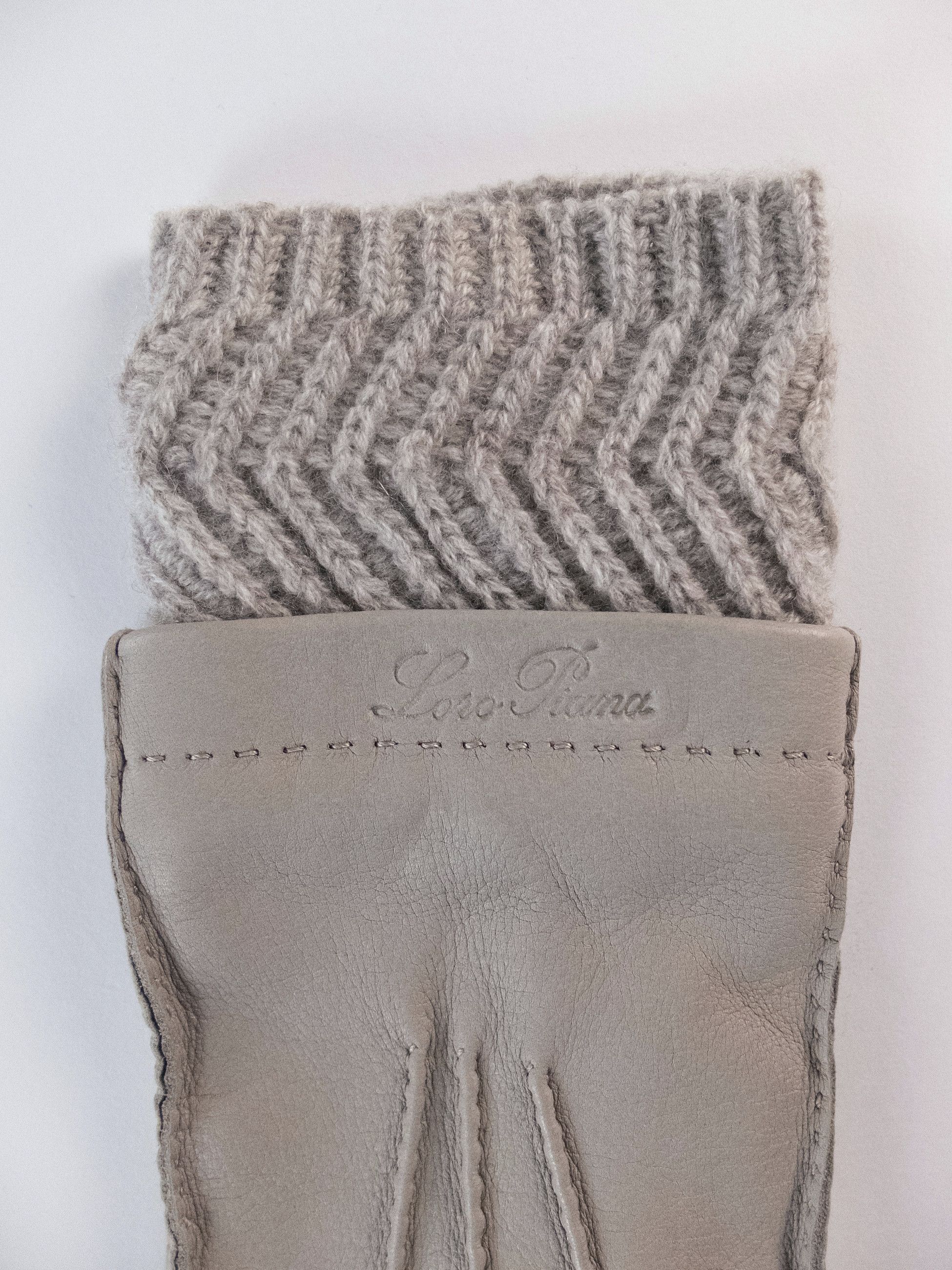 Loro Piana LORO PIANA gray deer leather & baby cashmere gloves Medium Size ONE SIZE - 2 Thumbnail